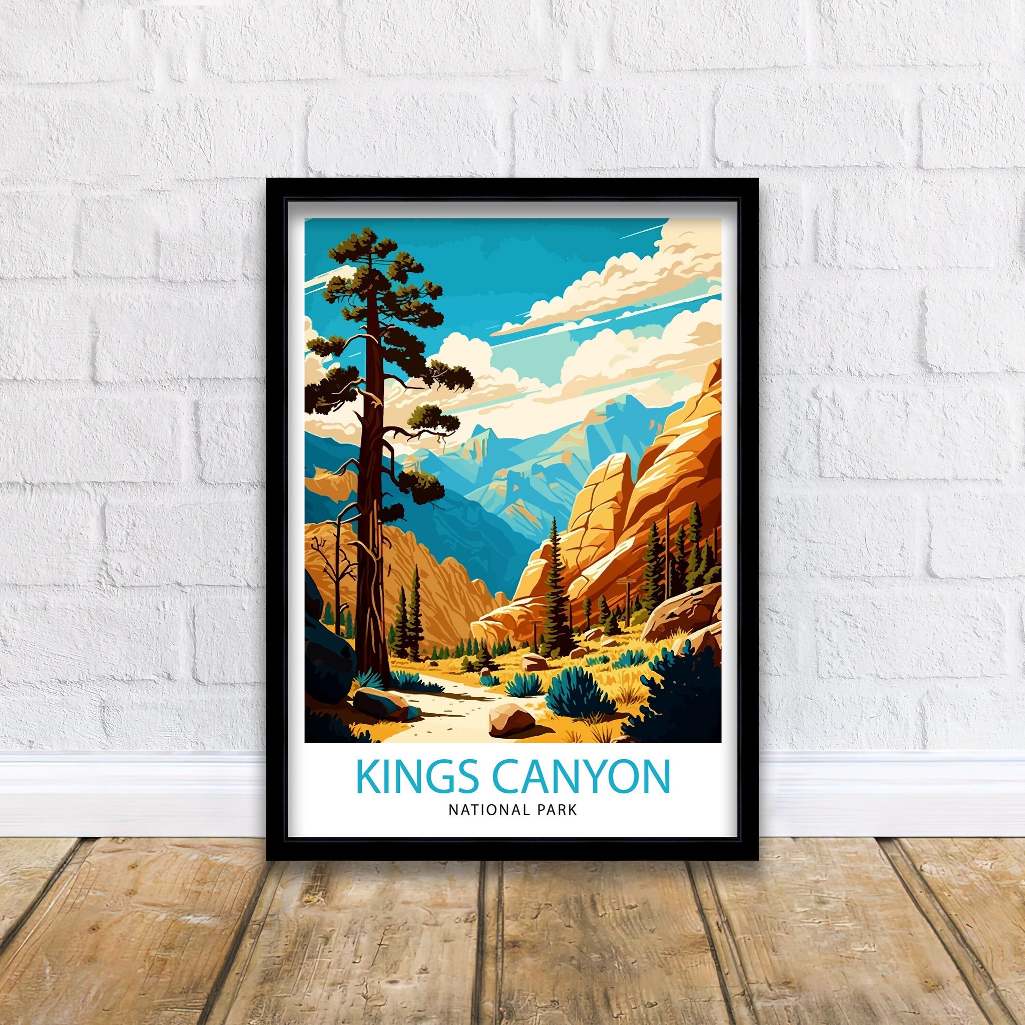 Kings Canyon National Park Travel Print| Kings Canyon Wall Art California National Park Illustration Travel Poster Gift for Kings Canyon