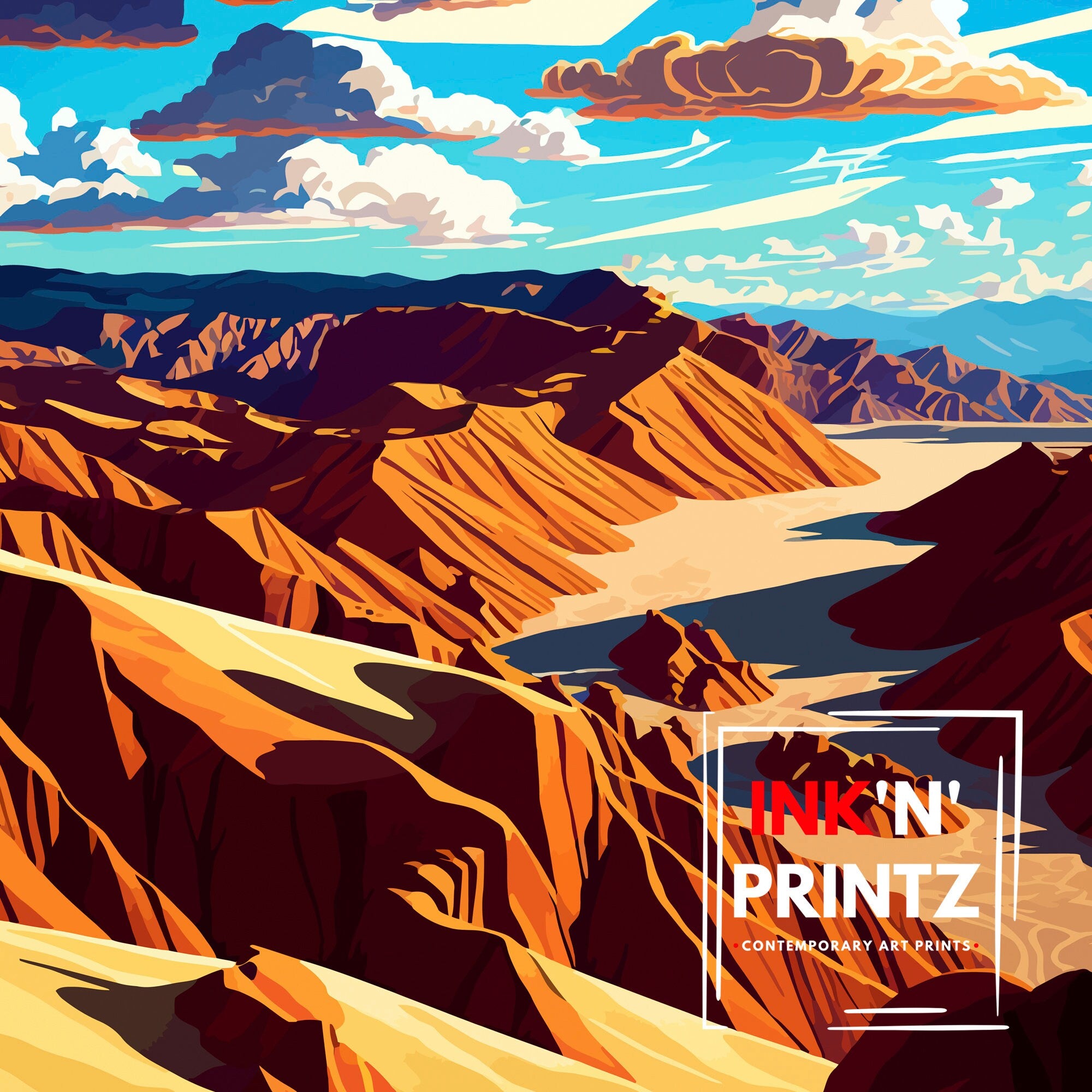 Zabriskie Point Art Print | Death Valley National Park Travel Poster