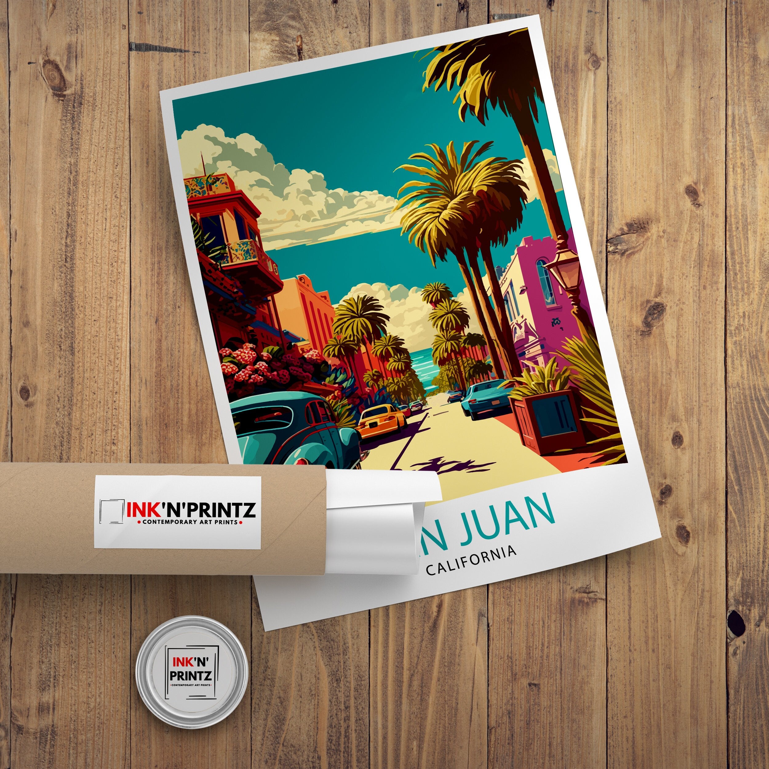 San Juan California Travel Print| San Juan Wall Art San Juan Home Decor San Juan Illustration California Travel Poster San Juan Gift