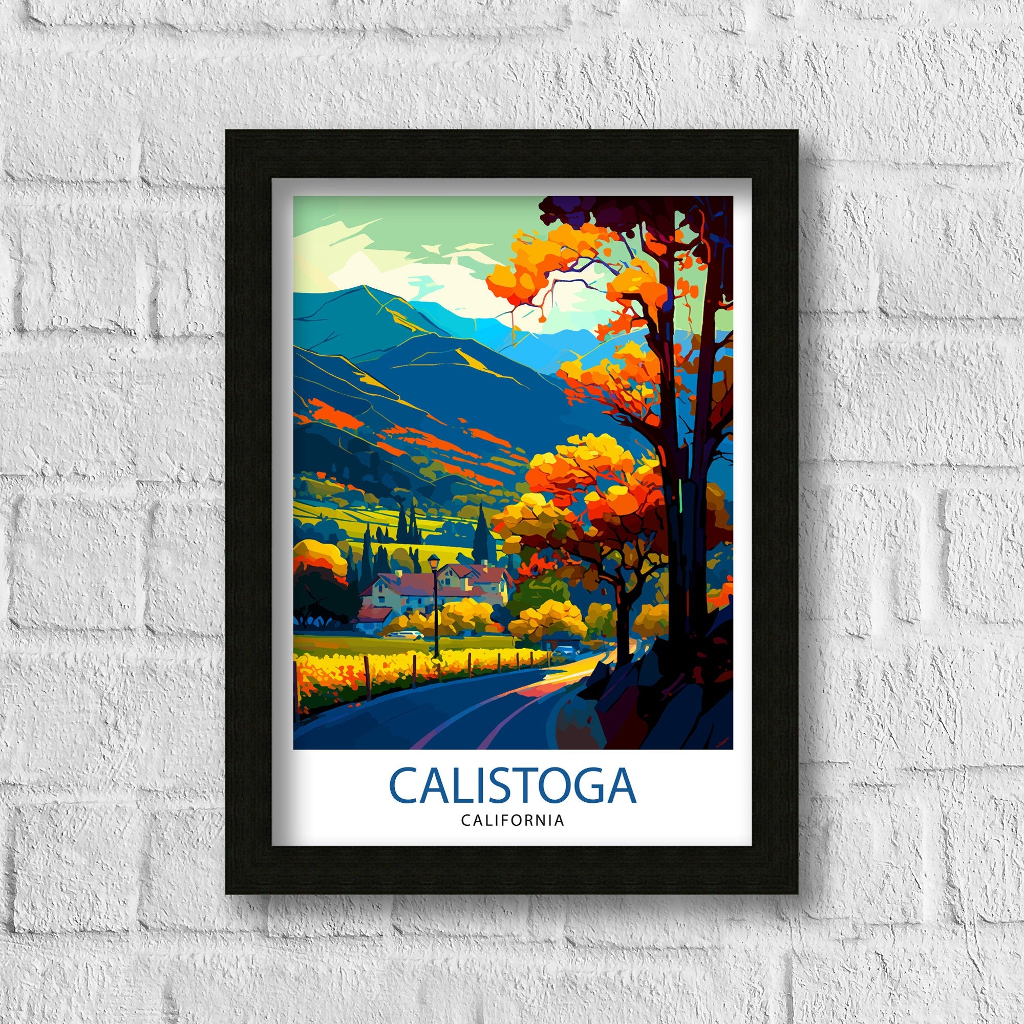 Calistoga California Travel Print| Calistoga Wall Decor Calistoga Home Living Decor Calistoga California Illustration Travel Poster Gift