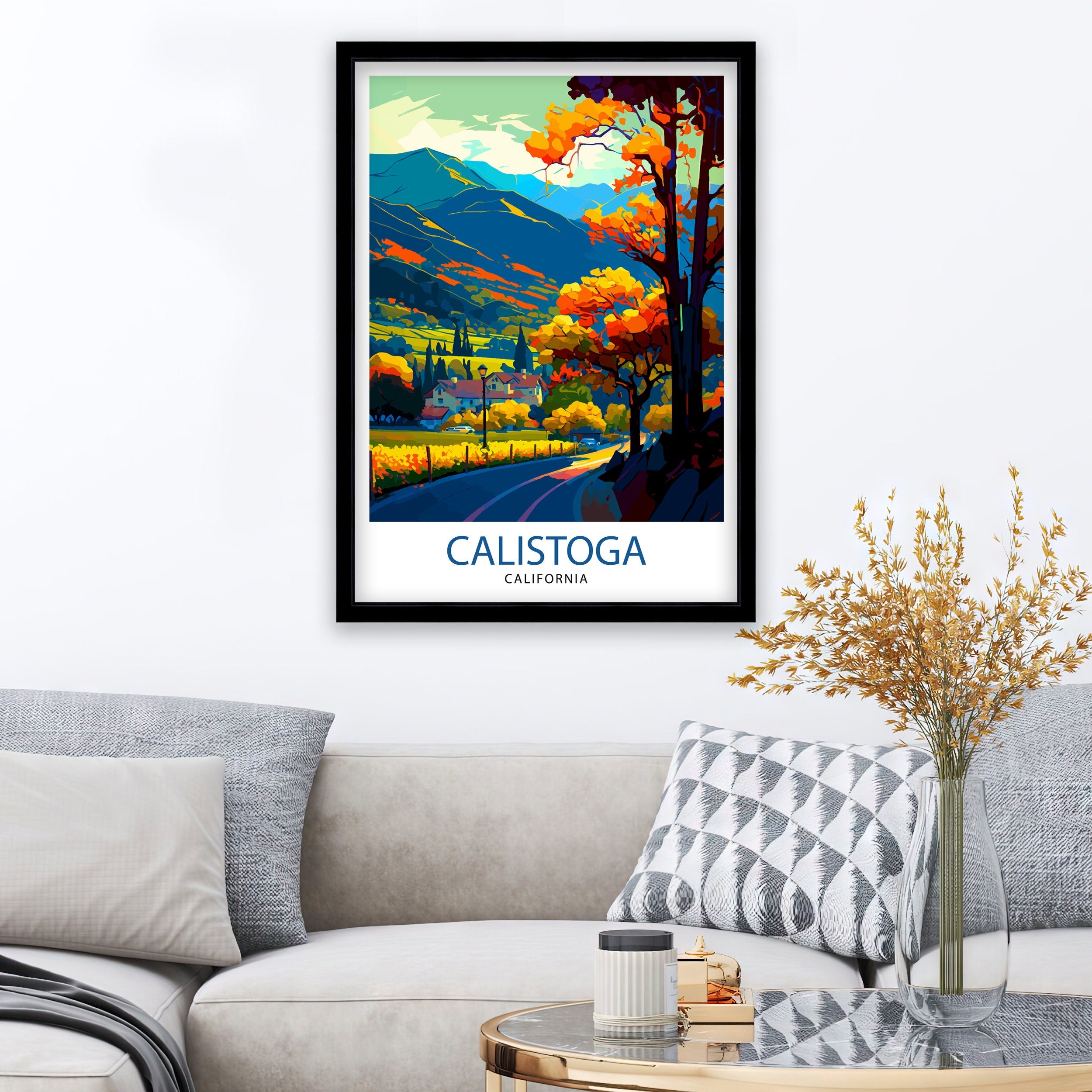 Calistoga California Travel Print| Calistoga Wall Decor Calistoga Home Living Decor Calistoga California Illustration Travel Poster Gift