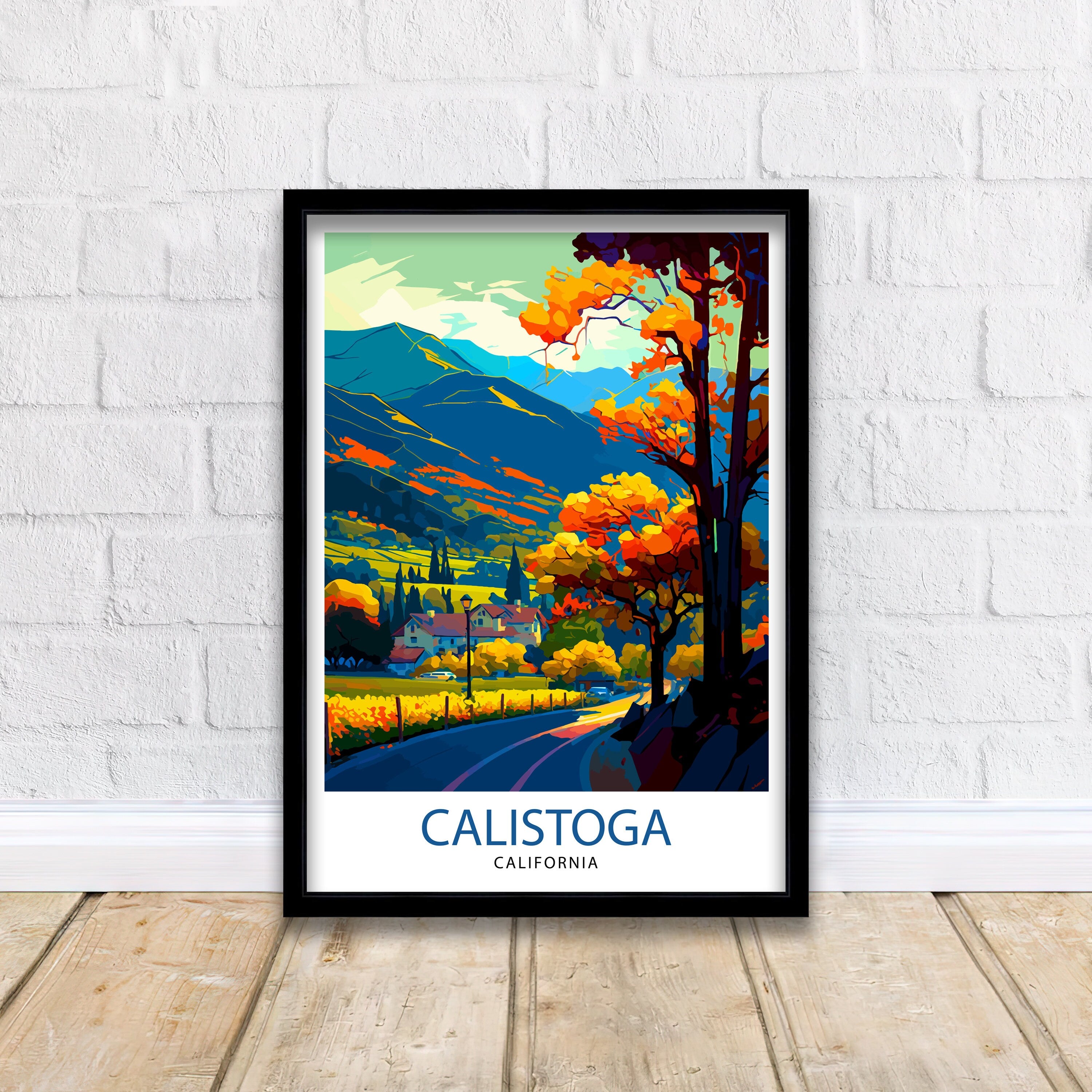 Calistoga California Travel Print| Calistoga Wall Decor Calistoga Home Living Decor Calistoga California Illustration Travel Poster Gift