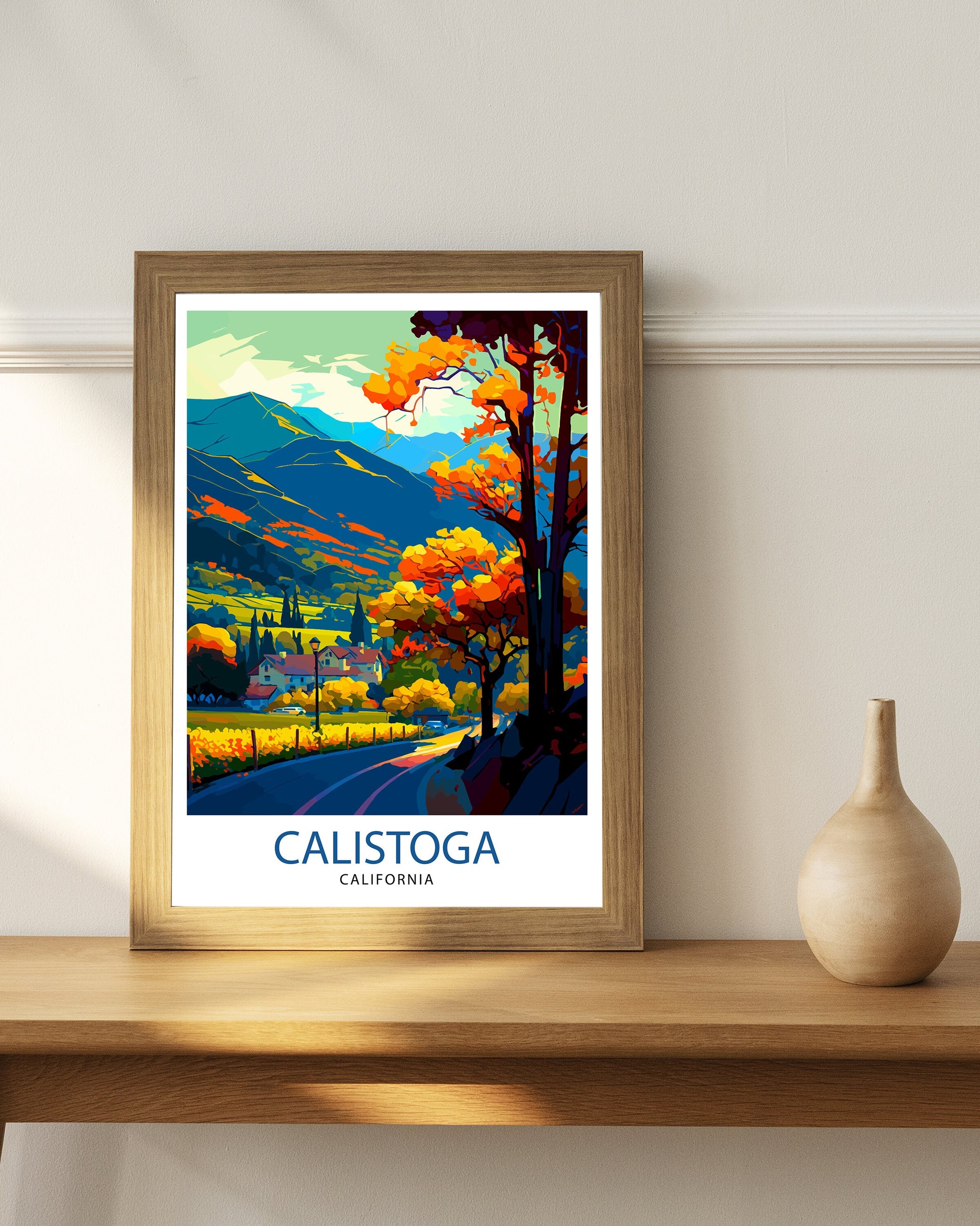 Calistoga California Travel Print| Calistoga Wall Decor Calistoga Home Living Decor Calistoga California Illustration Travel Poster Gift