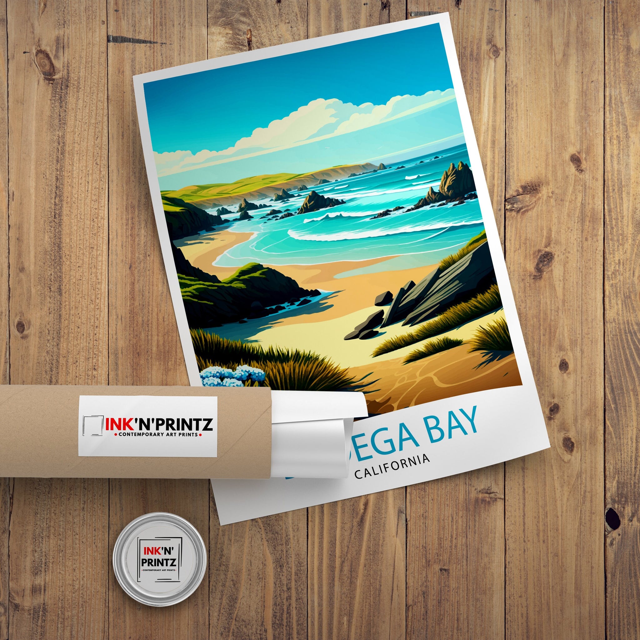 Bodega Bay Travel Print|, California Coastal Wall Art Bodega Bay California Beach Print Coastal Home Deco Bodega Bay Illustration