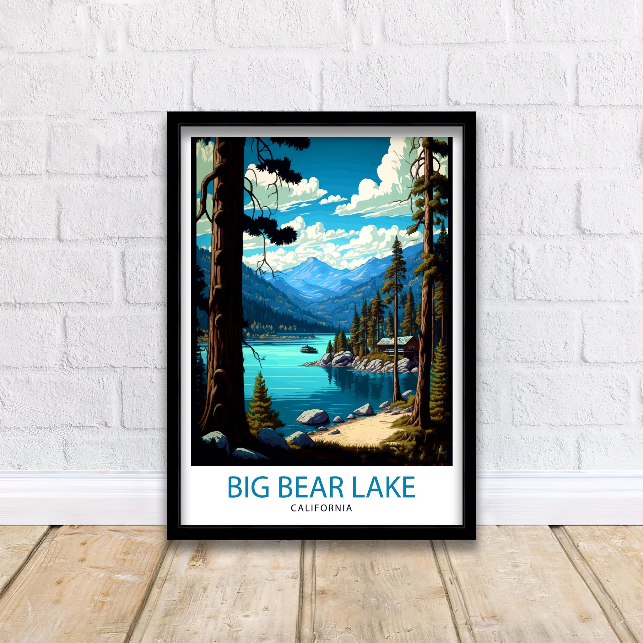 Big Bear Lake Travel Print Big Bear Lake Wall Decor California Mountain Print Big Bear Lake Illustration Travel Poster Gift for Hiker Nature