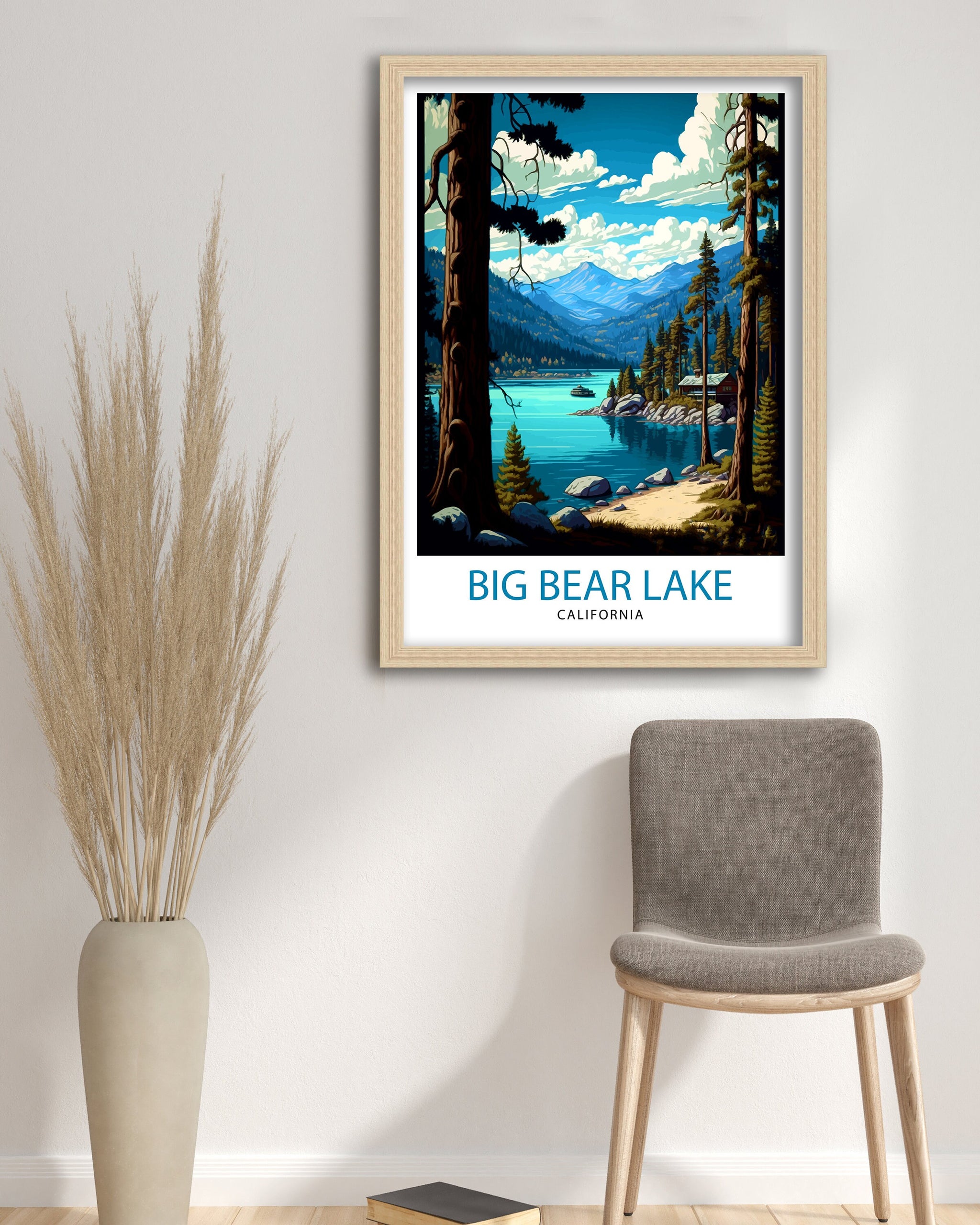 Big Bear Lake Travel Print Big Bear Lake Wall Decor California Mountain Print Big Bear Lake Illustration Travel Poster Gift for Hiker Nature