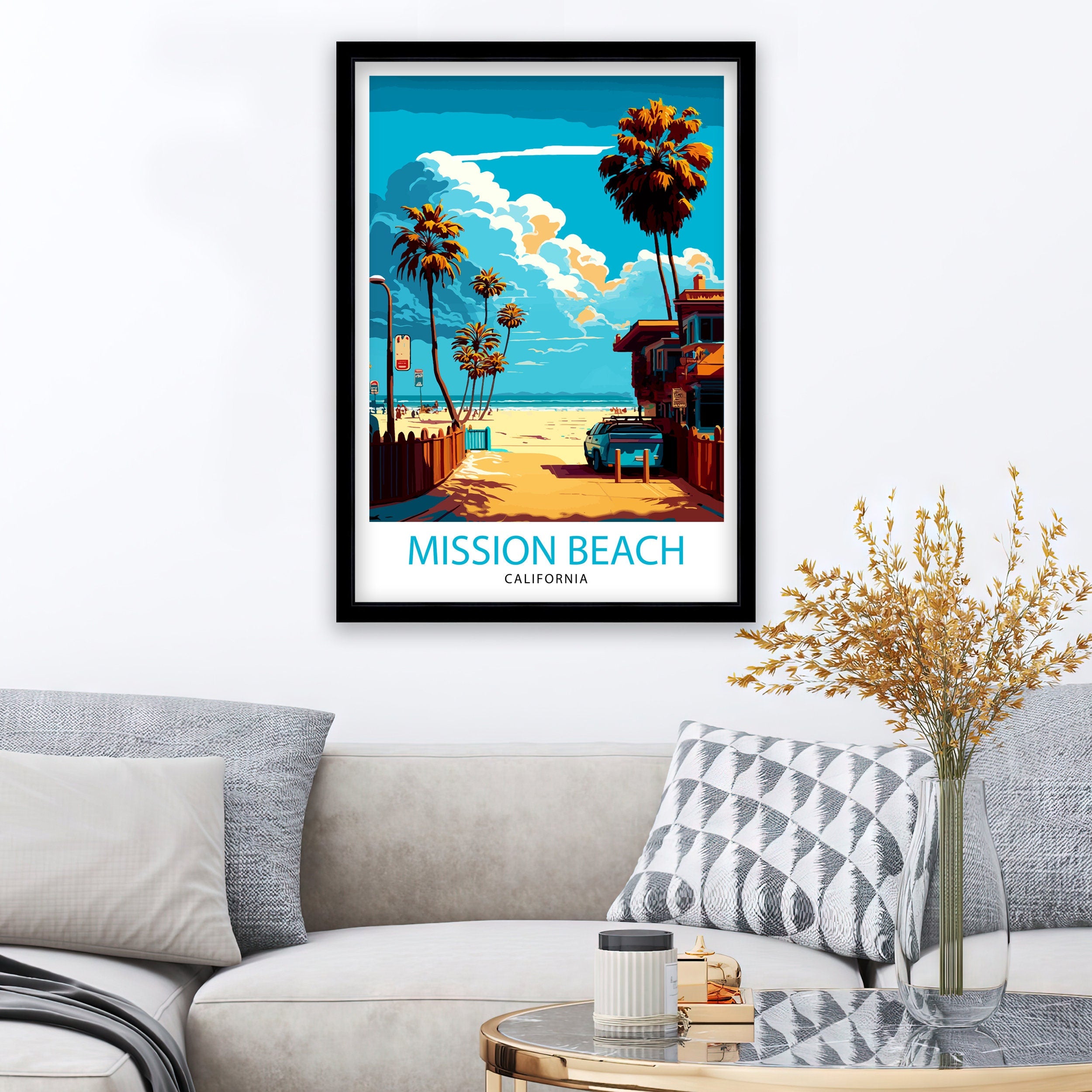 Mission Beach California Travel Print| Mission Beach Wall Art Mission Beach Home Decor Travel Poster Gift For Mission Beach California Wall