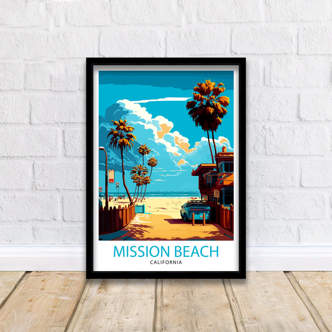 Mission Beach California Travel Poster