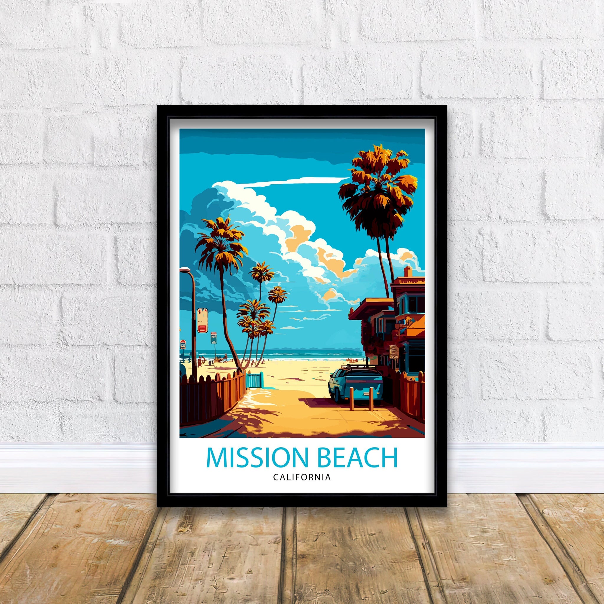 Mission Beach California Travel Print| Mission Beach Wall Art Mission Beach Home Decor Travel Poster Gift For Mission Beach California Wall