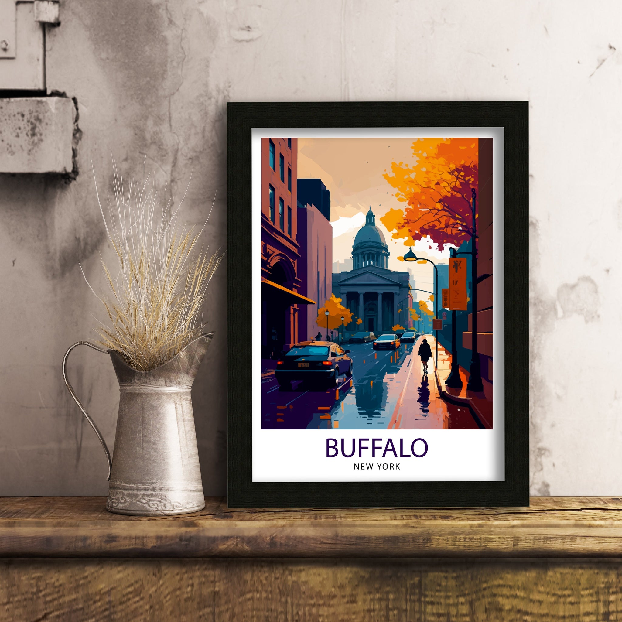 Buffalo New York Travel Print Buffalo Wall Decor Buffalo Home Living Decor Buffalo Illustration Travel Poster Gift For Buffalo NY Home Decor