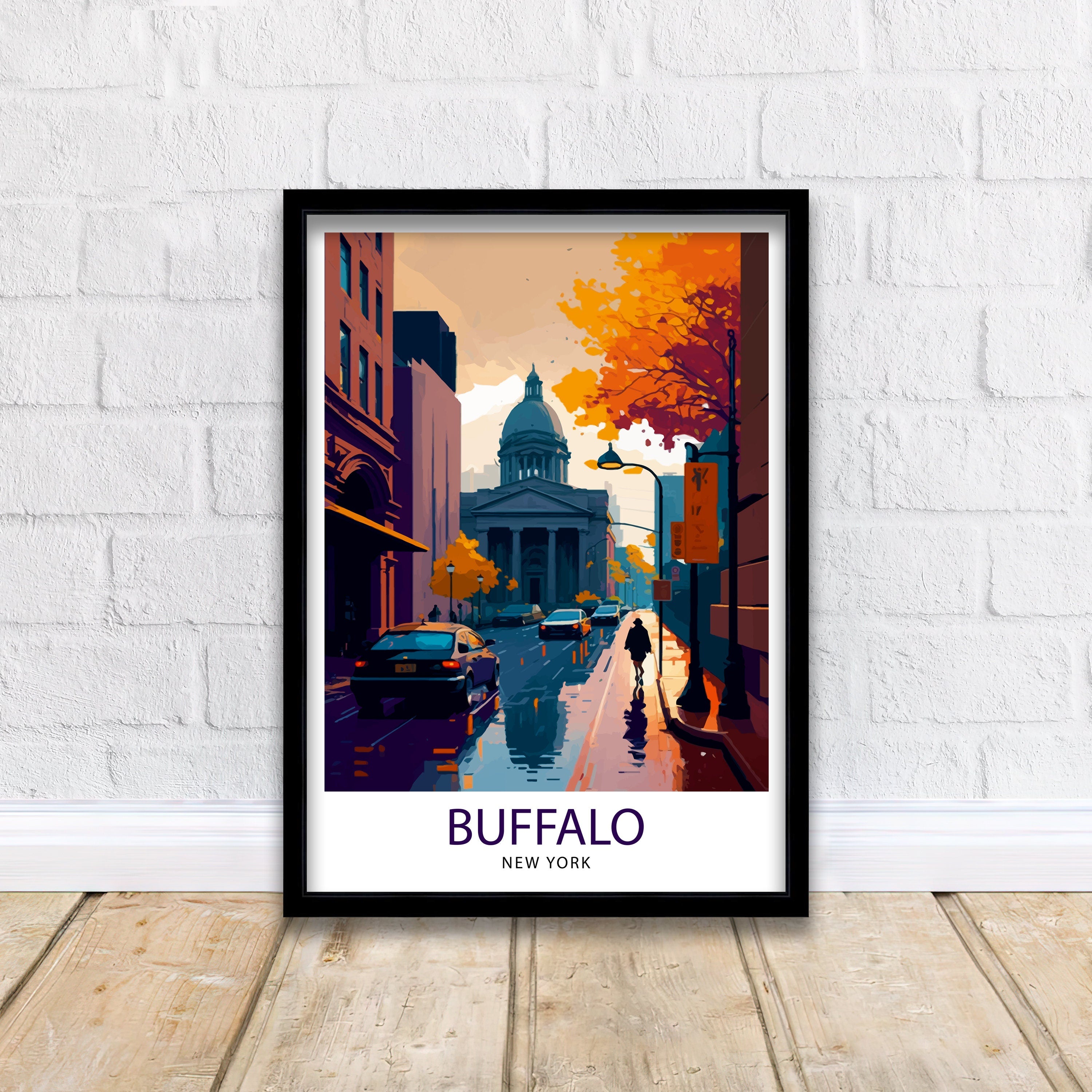 Buffalo New York Travel Print Buffalo Wall Decor Buffalo Home Living Decor Buffalo Illustration Travel Poster Gift For Buffalo NY Home Decor