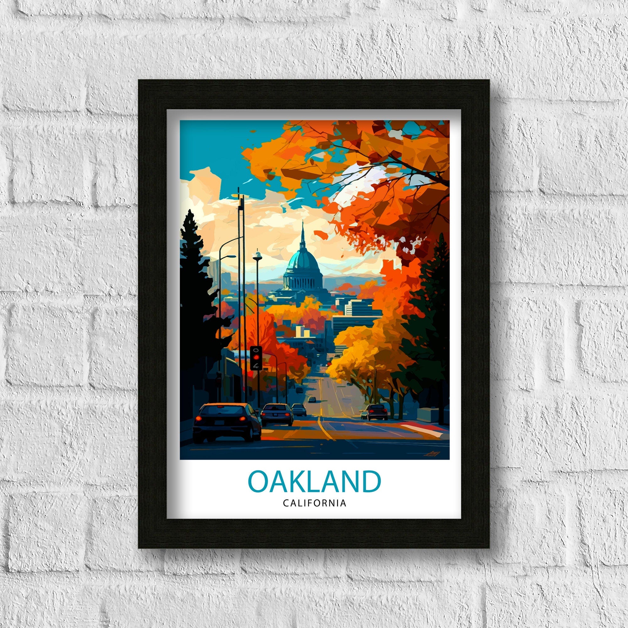 Oakland California Cityscape Art Print | Travel Poster