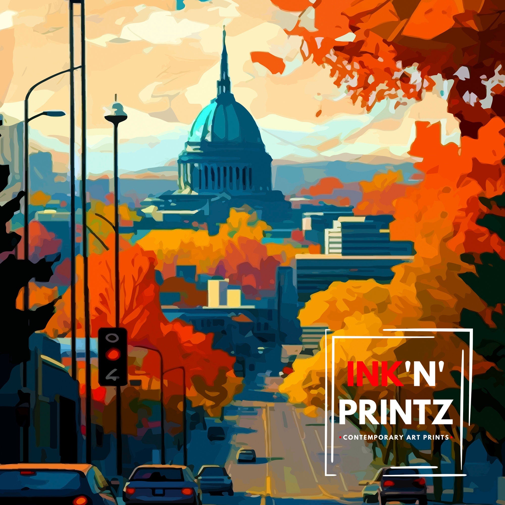 Oakland California Cityscape Art Print | Travel Poster