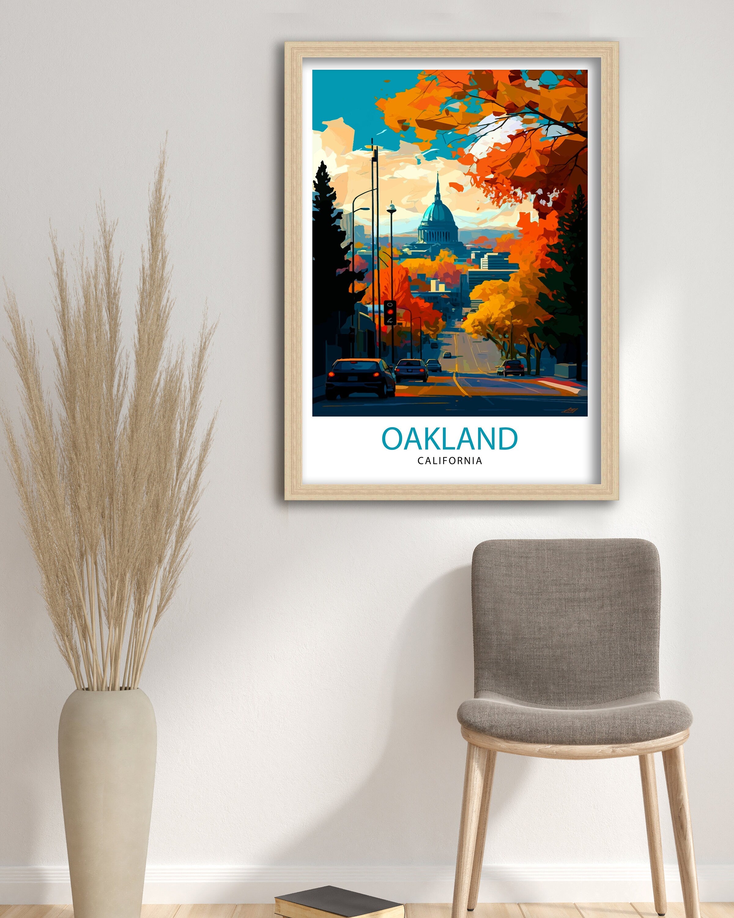 Oakland California Cityscape Art Print | Travel Poster