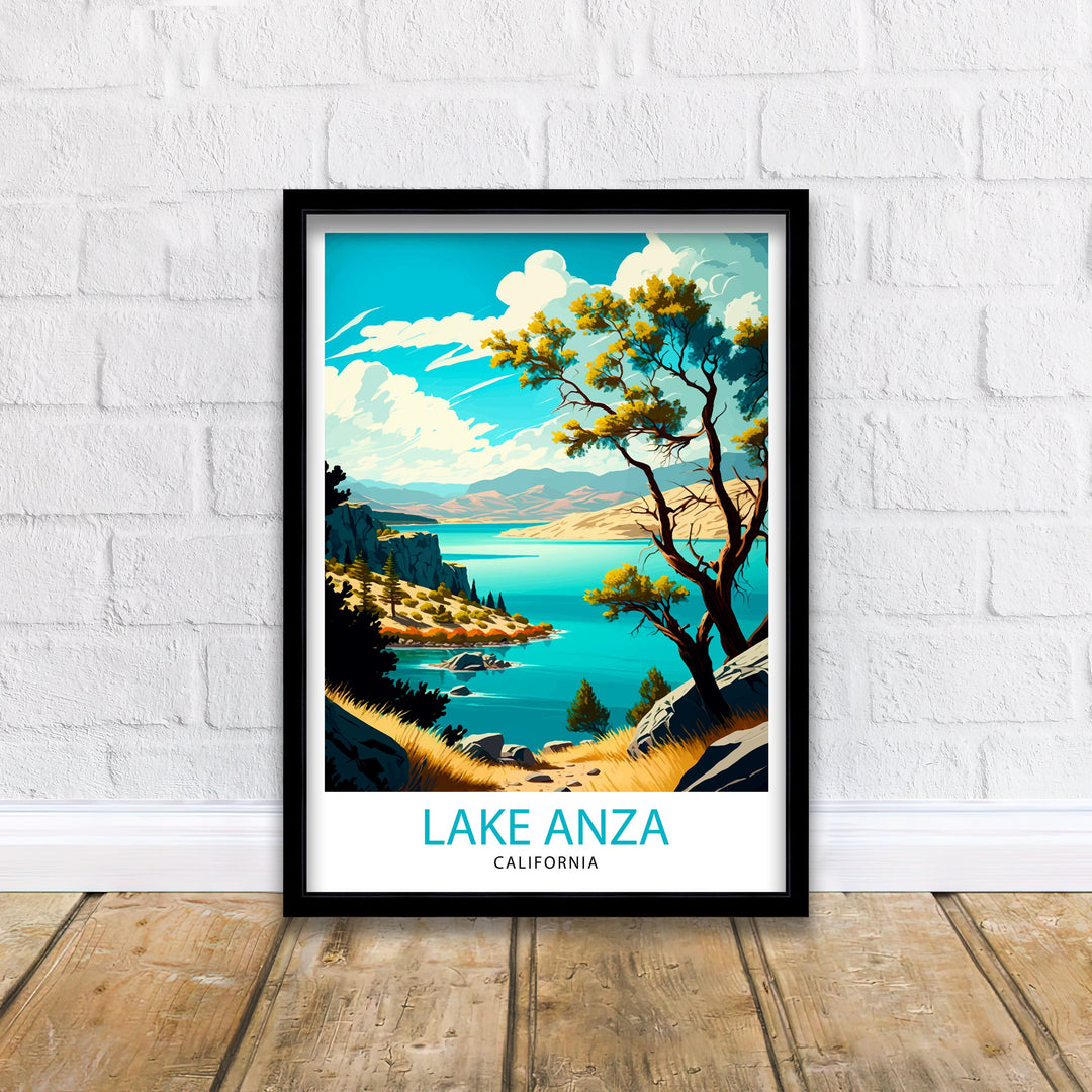 Lake Anza California Travel Print| Lake Anza Wall Art California Home Decor Lake Anza Illustration Travel Poster Gift for California Lovers