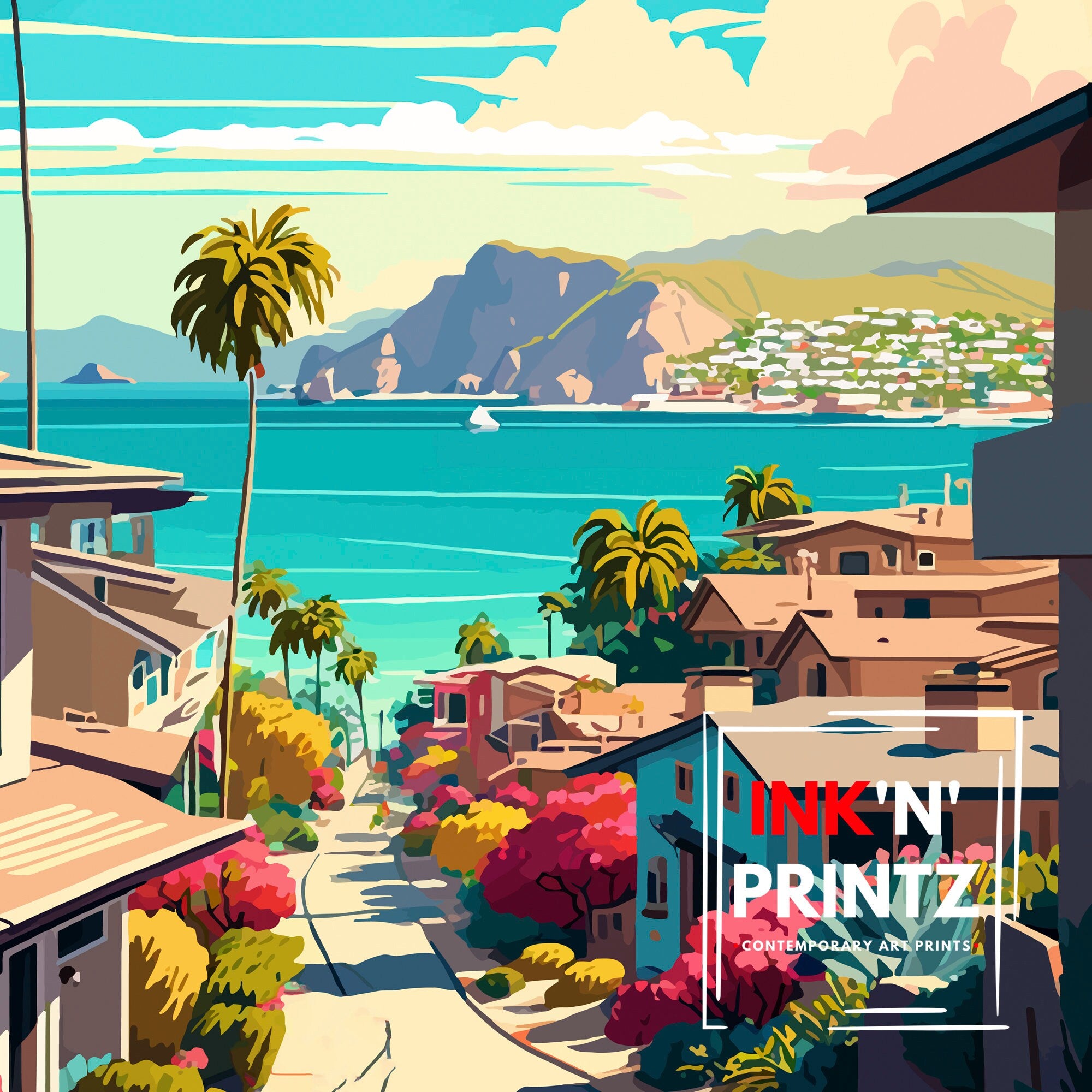 Pacific Palisades Travel Print| California Wall Decor Pacific Palisades Art Print Travel Poster Pacific Palisades Home Decor