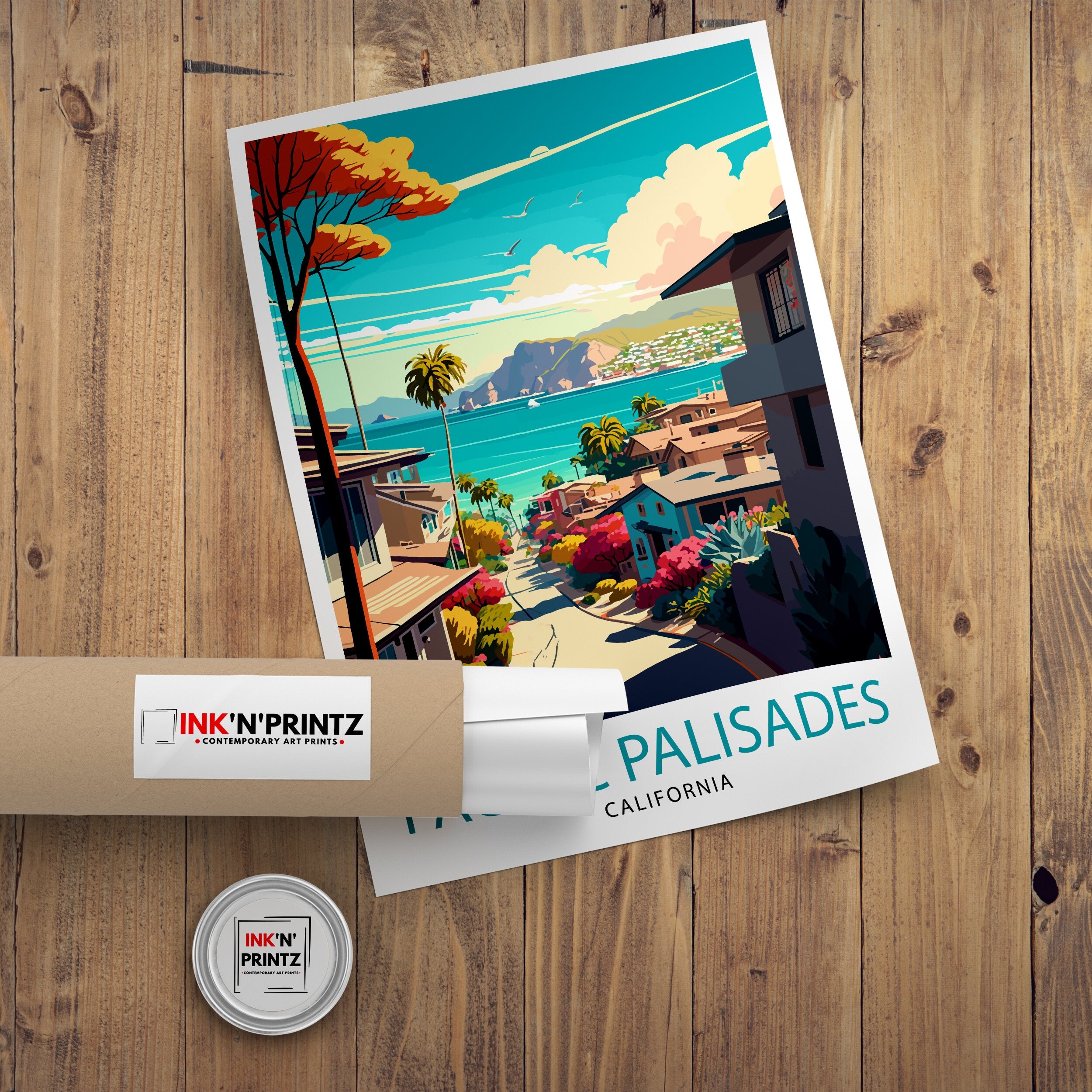 Pacific Palisades Travel Print| California Wall Decor Pacific Palisades Art Print Travel Poster Pacific Palisades Home Decor