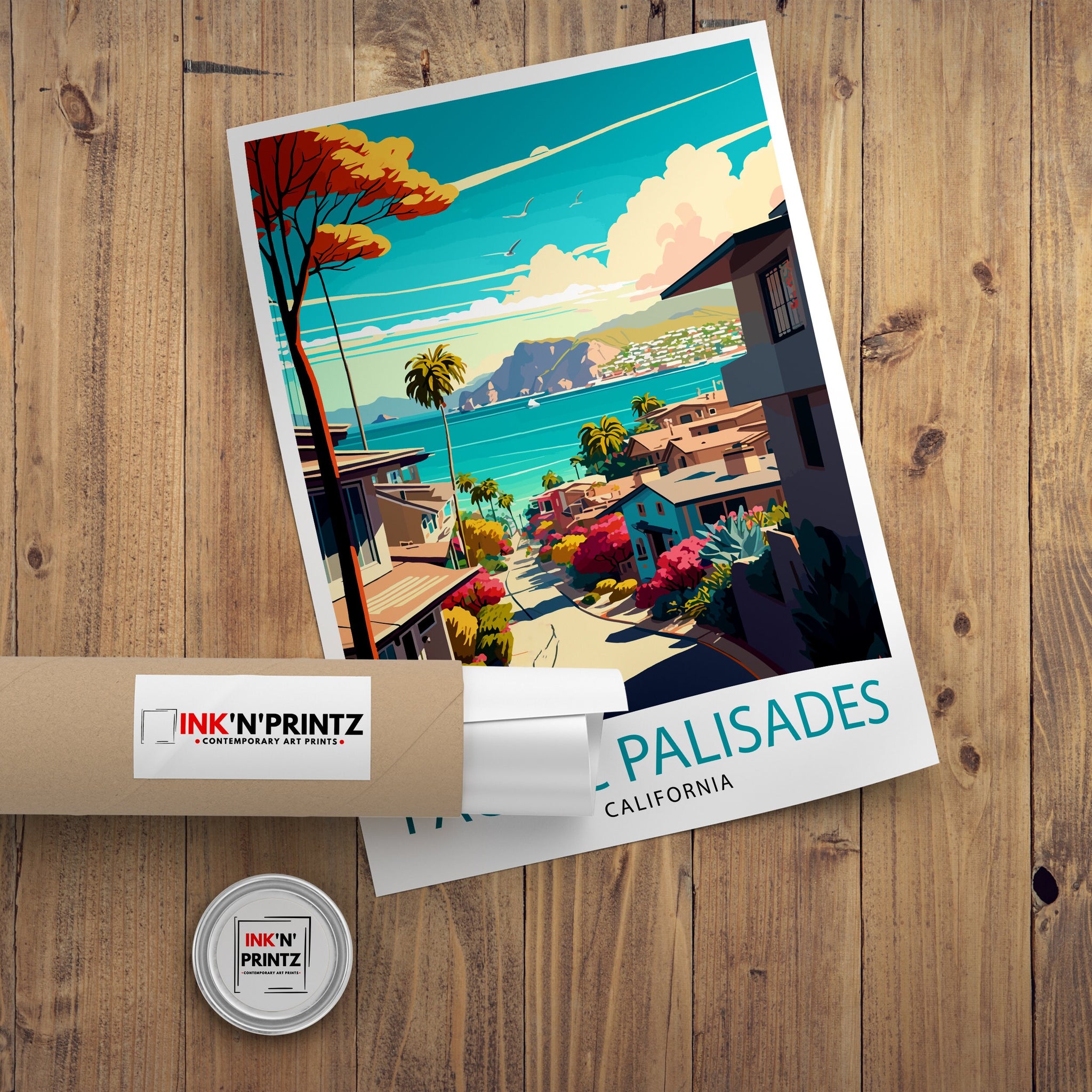 Pacific Palisades Travel Print| California Wall Decor Pacific Palisades Art Print Travel Poster Pacific Palisades Home Decor