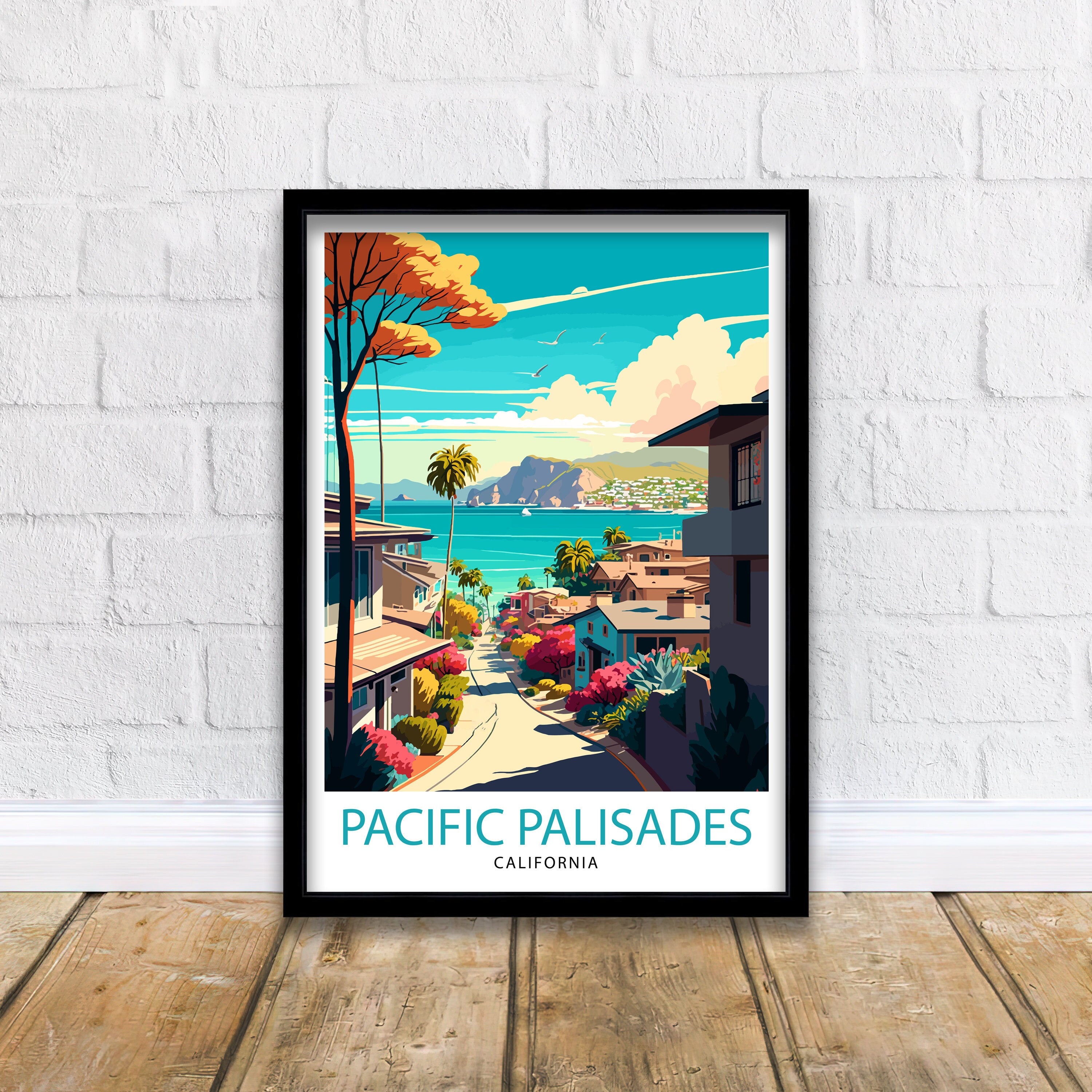 Pacific Palisades Travel Print| California Wall Decor Pacific Palisades Art Print Travel Poster Pacific Palisades Home Decor