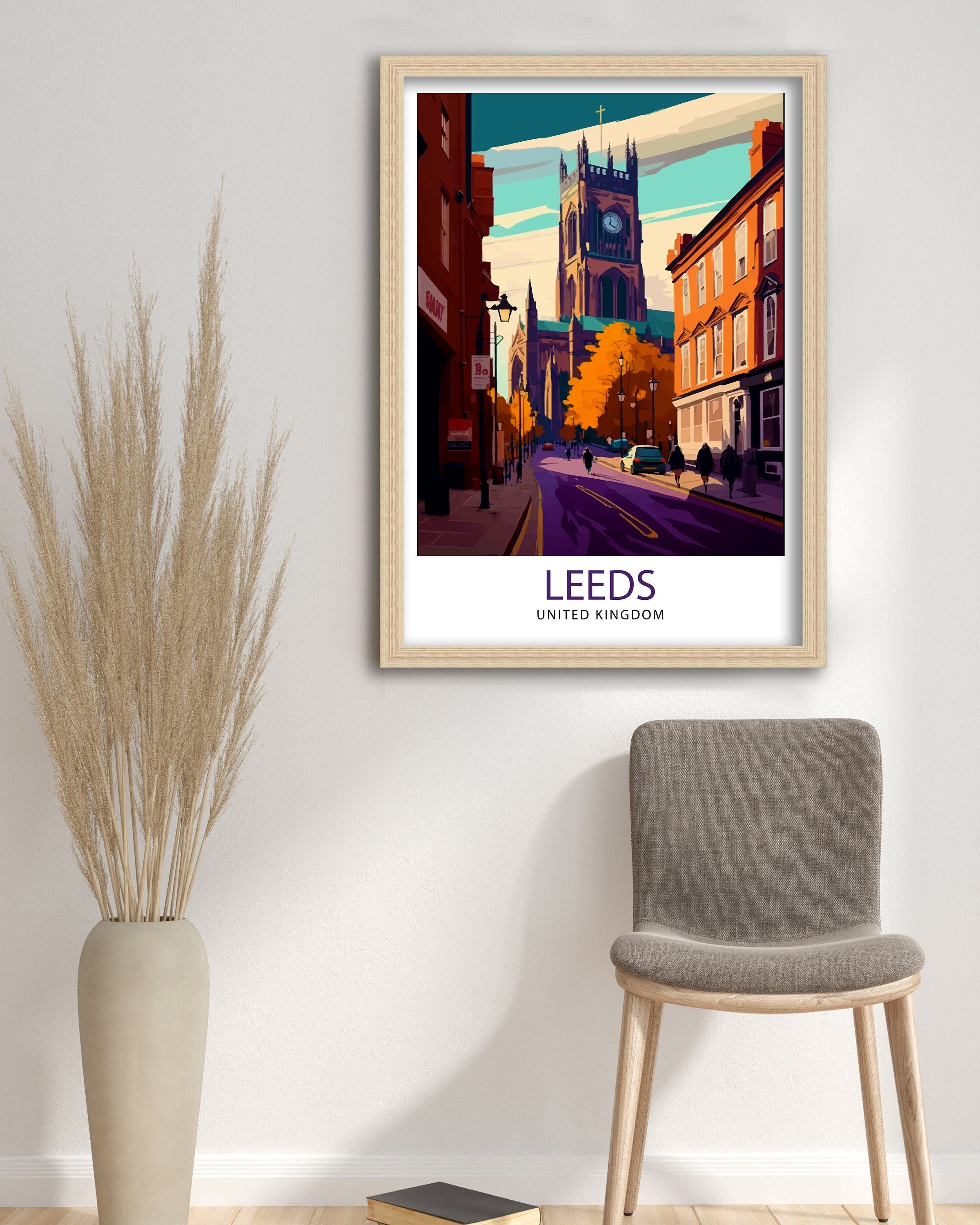 Leeds Cityscape Art Print, UK Travel Poster