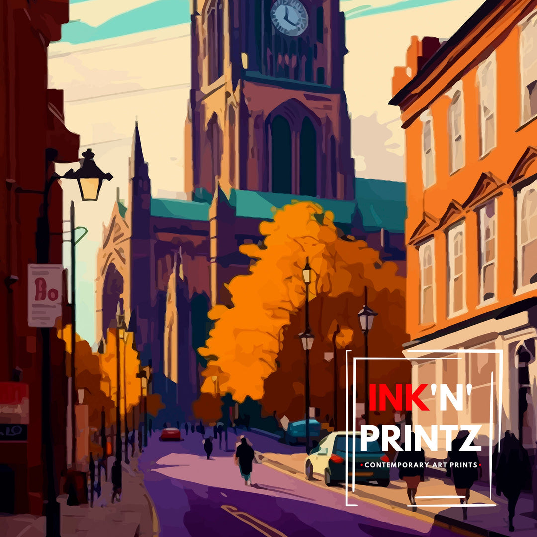 Leeds Travel Poster , Leeds Wall Art Leeds Cityscape Poster UK Travel Poster Leeds Skyline Art Leeds Illustration Leeds Souvenir Gift