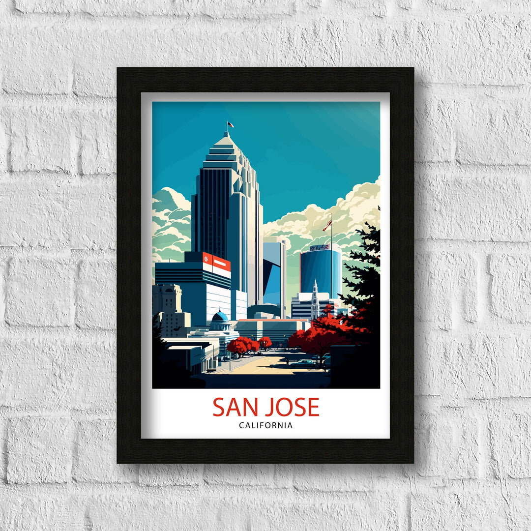 San Jose Travel Print| San Jose Wall Art San Jose California Illustration San Jose Travel Poster San Jose Home Decor San Jose Gift