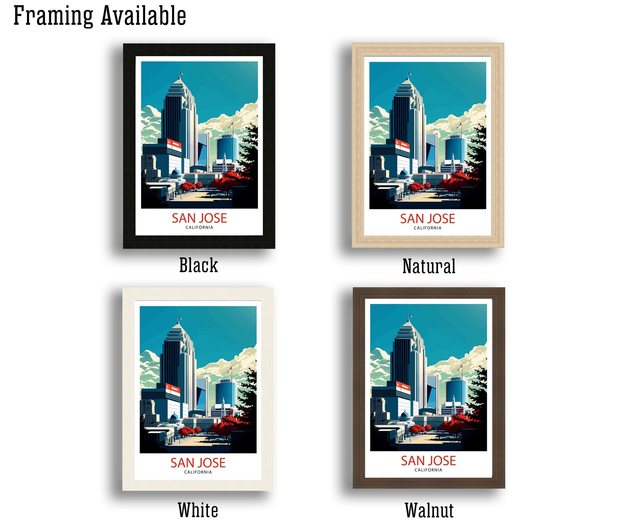 San Jose Travel Print| San Jose Wall Art San Jose California Illustration San Jose Travel Poster San Jose Home Decor San Jose Gift
