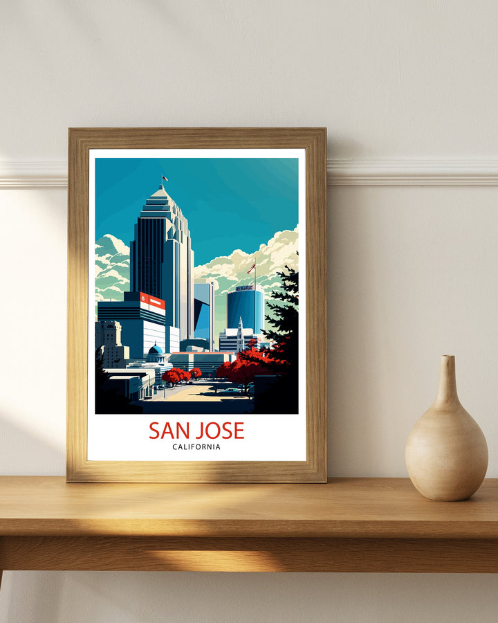 San Jose Travel Print| San Jose Wall Art San Jose California Illustration San Jose Travel Poster San Jose Home Decor San Jose Gift
