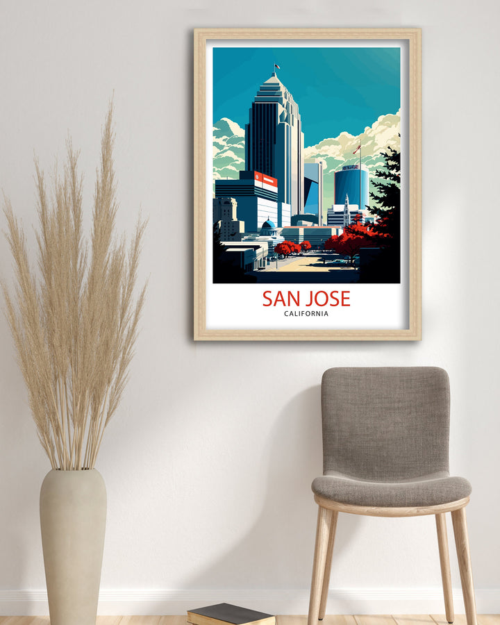 San Jose Travel Print| San Jose Wall Art San Jose California Illustration San Jose Travel Poster San Jose Home Decor San Jose Gift