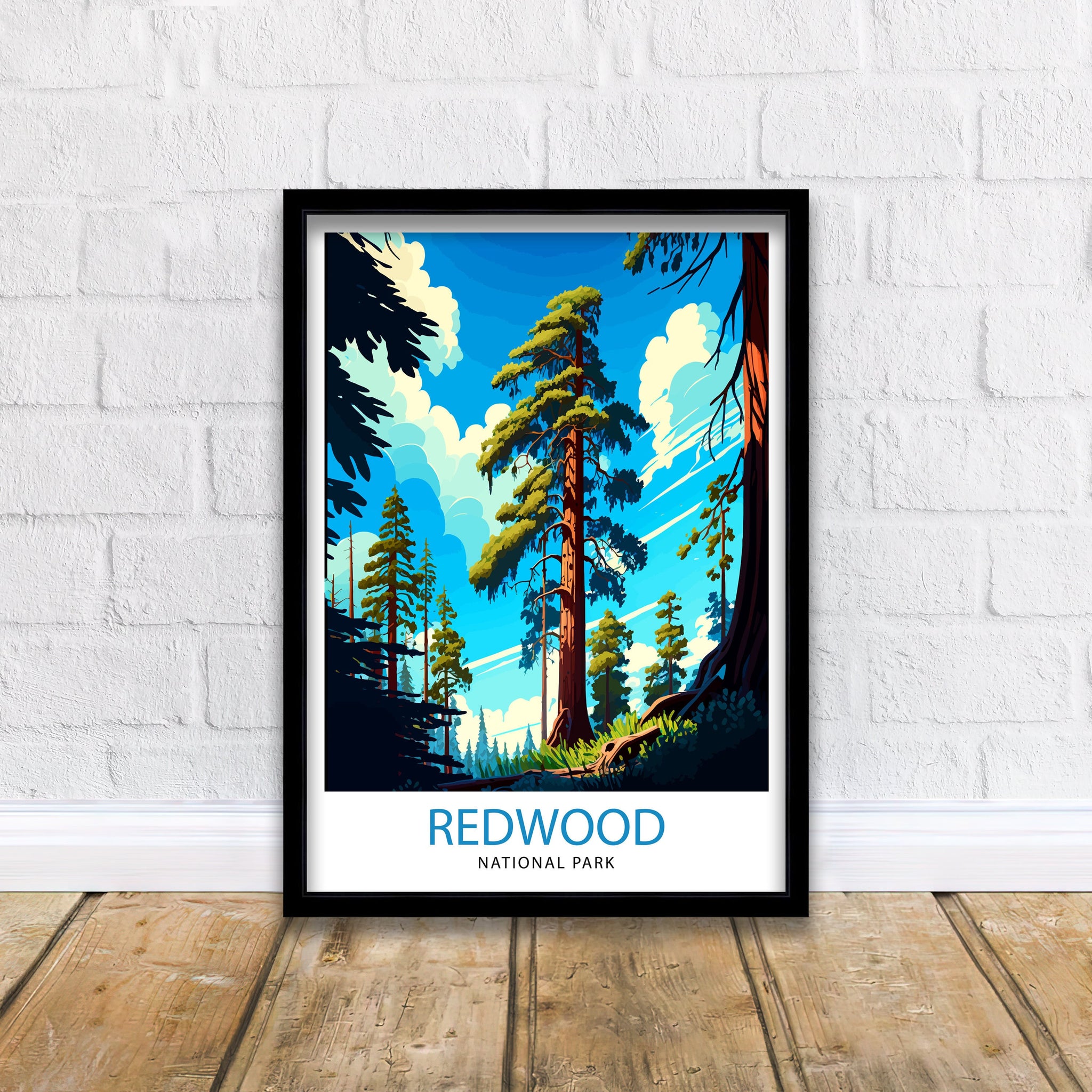 Redwood National Park Travel Print| Redwood Wall Art Nature Illustration Travel Poster Gift For Outdoor Enthusiasts National Park Home Decor