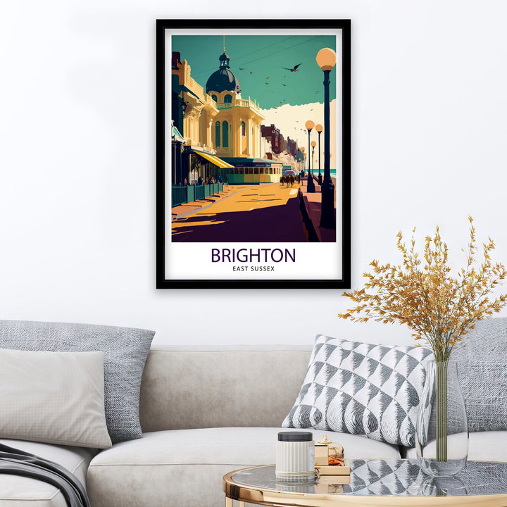 Brighton Travel Poster Brighton Wall Art Brighton Decor Brighton England Illustration Travel Poster Brighton Gift England Home Decor