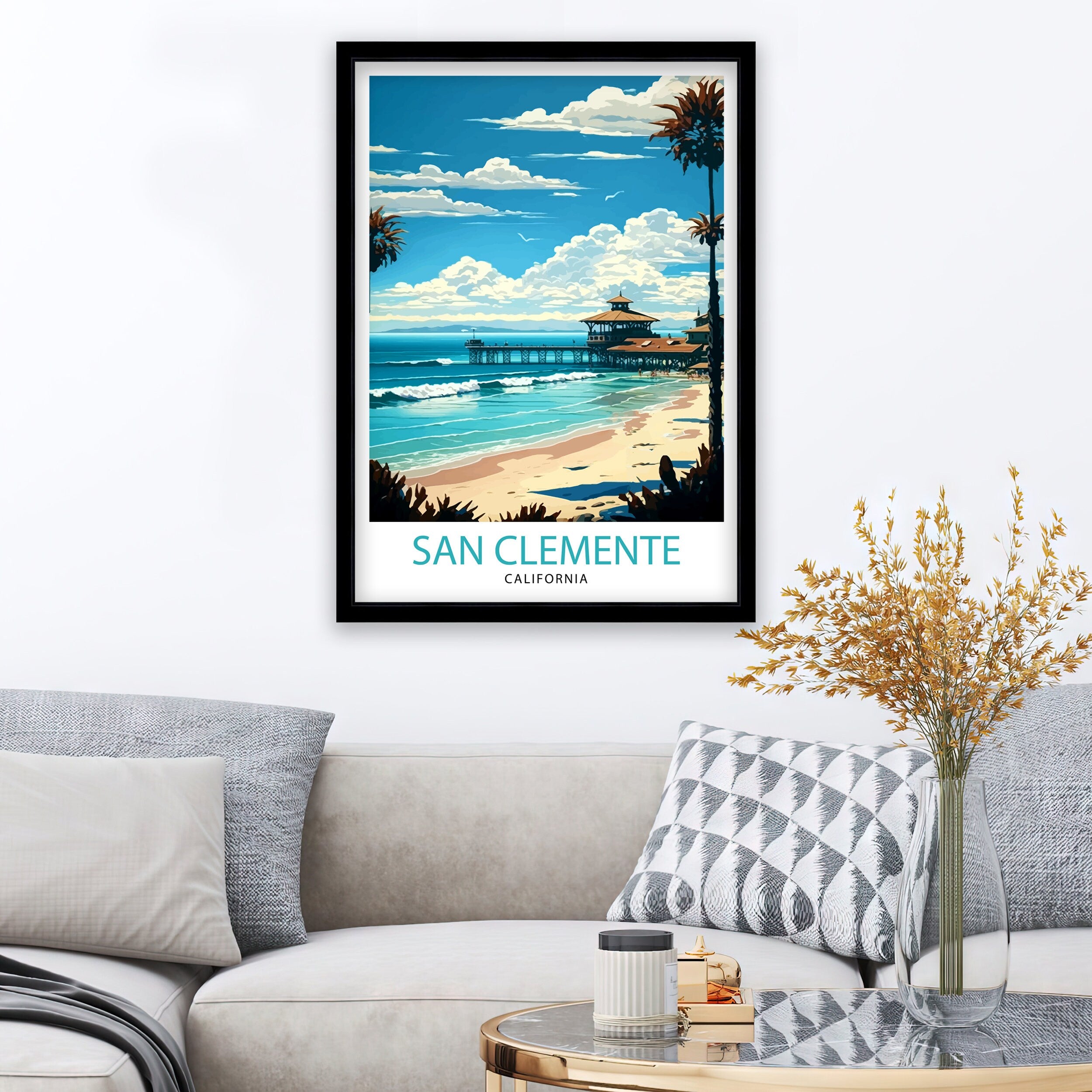 San Clemente California Travel Print| San Clemente Wall Decor San Clemente Home Living Decor San Clemente Illustration Travel Poster Gift
