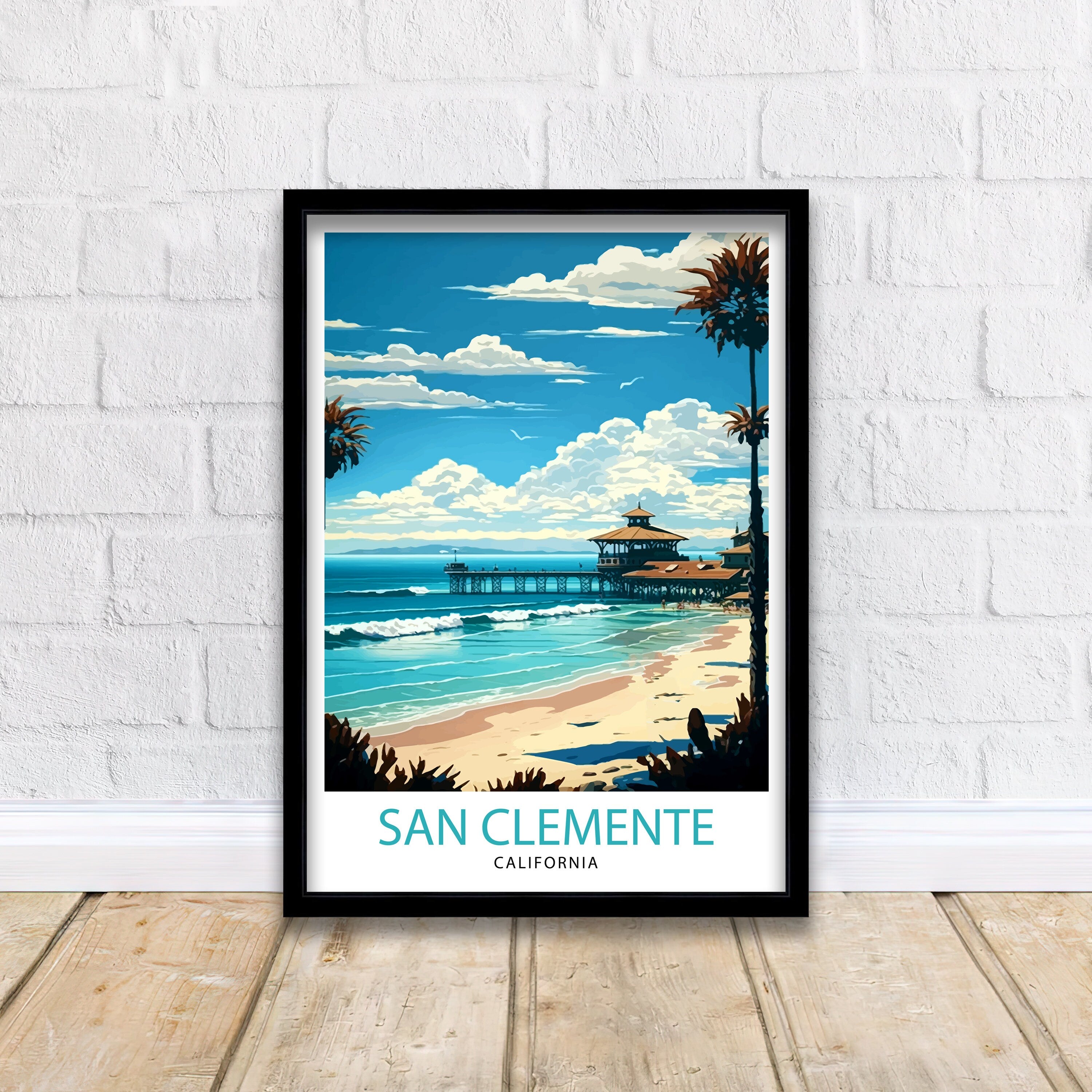 San Clemente California Travel Print| San Clemente Wall Decor San Clemente Home Living Decor San Clemente Illustration Travel Poster Gift