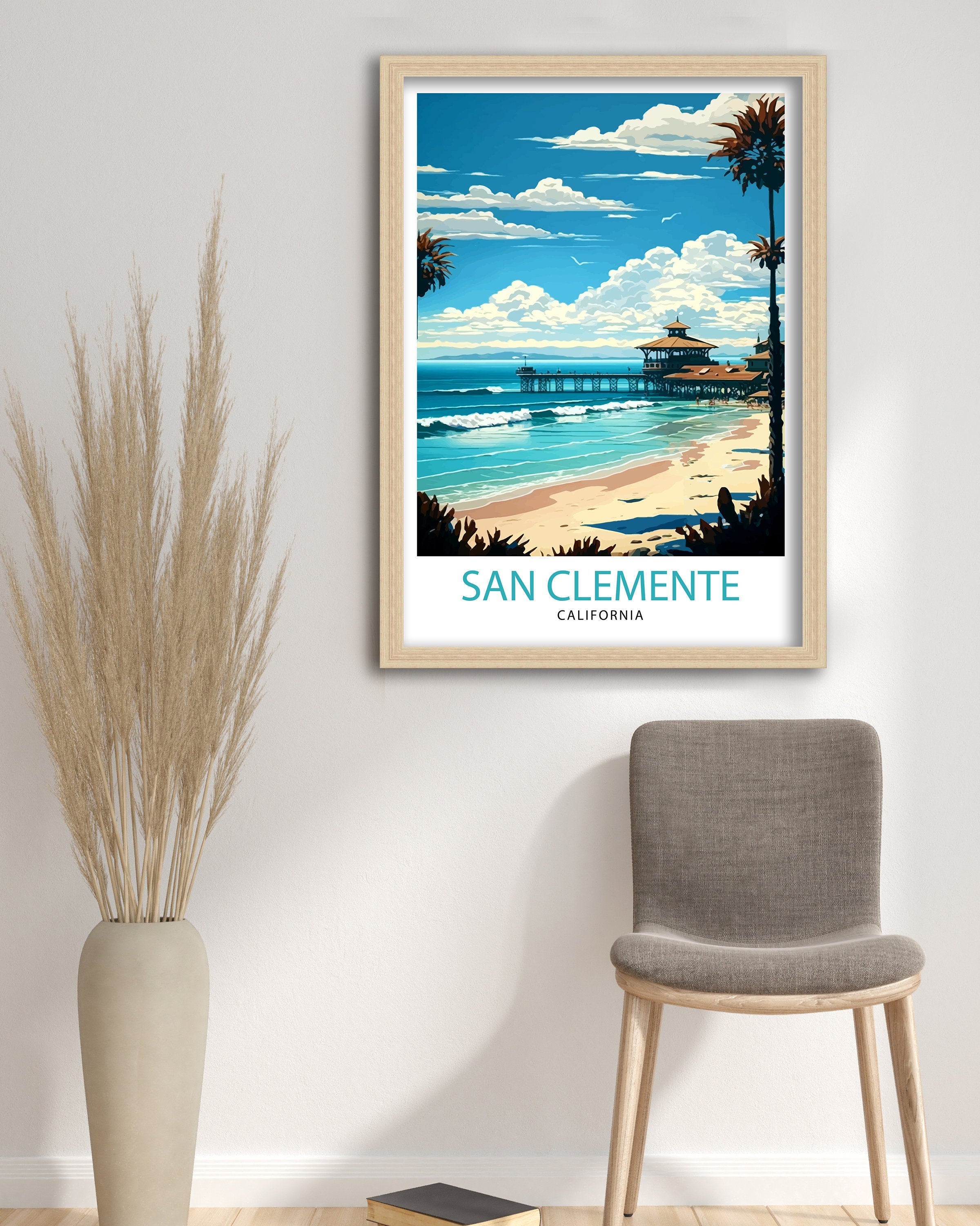 San Clemente California Travel Print| San Clemente Wall Decor San Clemente Home Living Decor San Clemente Illustration Travel Poster Gift