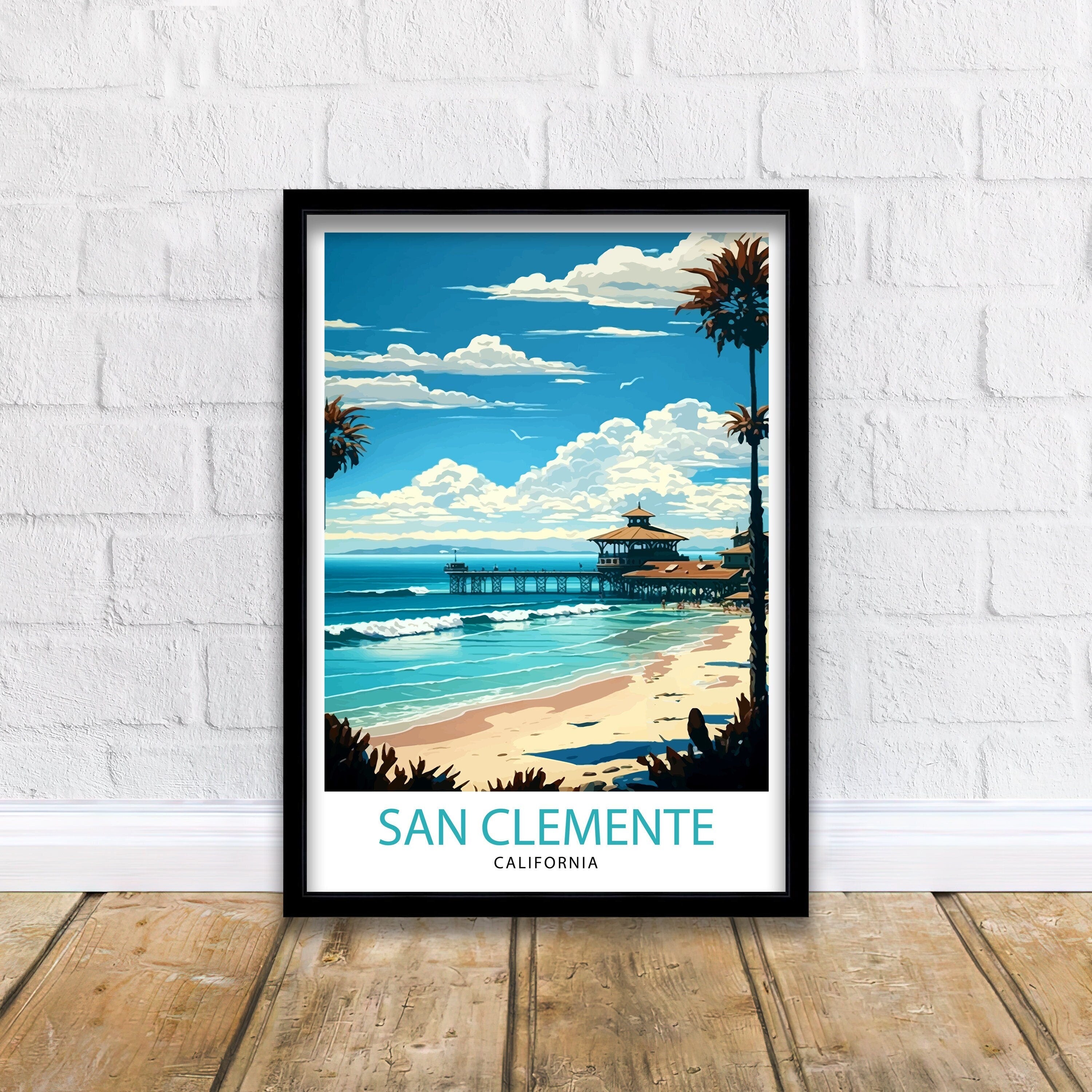 San Clemente California Travel Print| San Clemente Wall Decor San Clemente Home Living Decor San Clemente Illustration Travel Poster Gift