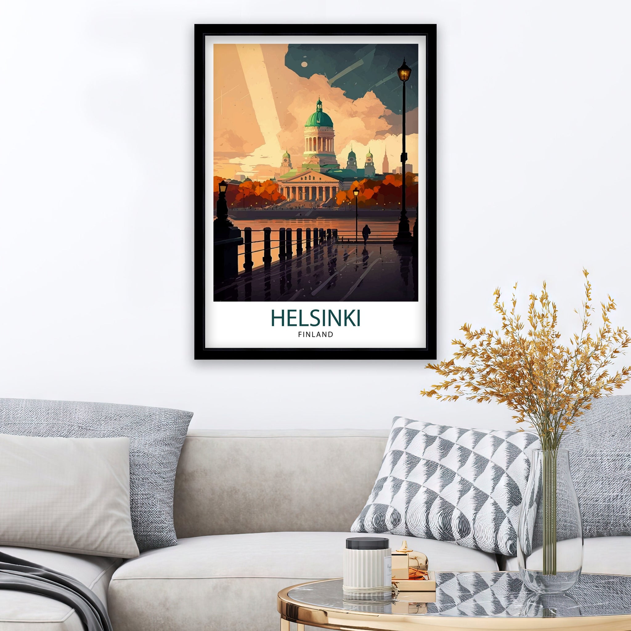 Helsinki Finland Travel Print Helsinki Wall Art Finland Travel Poster Helsinki Illustration Nordic Home Decor Travel Gift