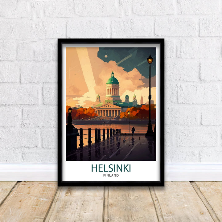 Helsinki Finland Travel Poster Helsinki Wall Art Finland Travel Poster Helsinki Illustration Nordic Home Decor Travel Gift