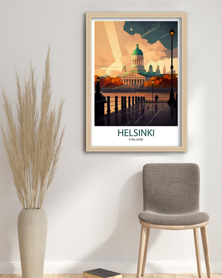 Helsinki Finland Travel Poster Helsinki Wall Art Finland Travel Poster Helsinki Illustration Nordic Home Decor Travel Gift