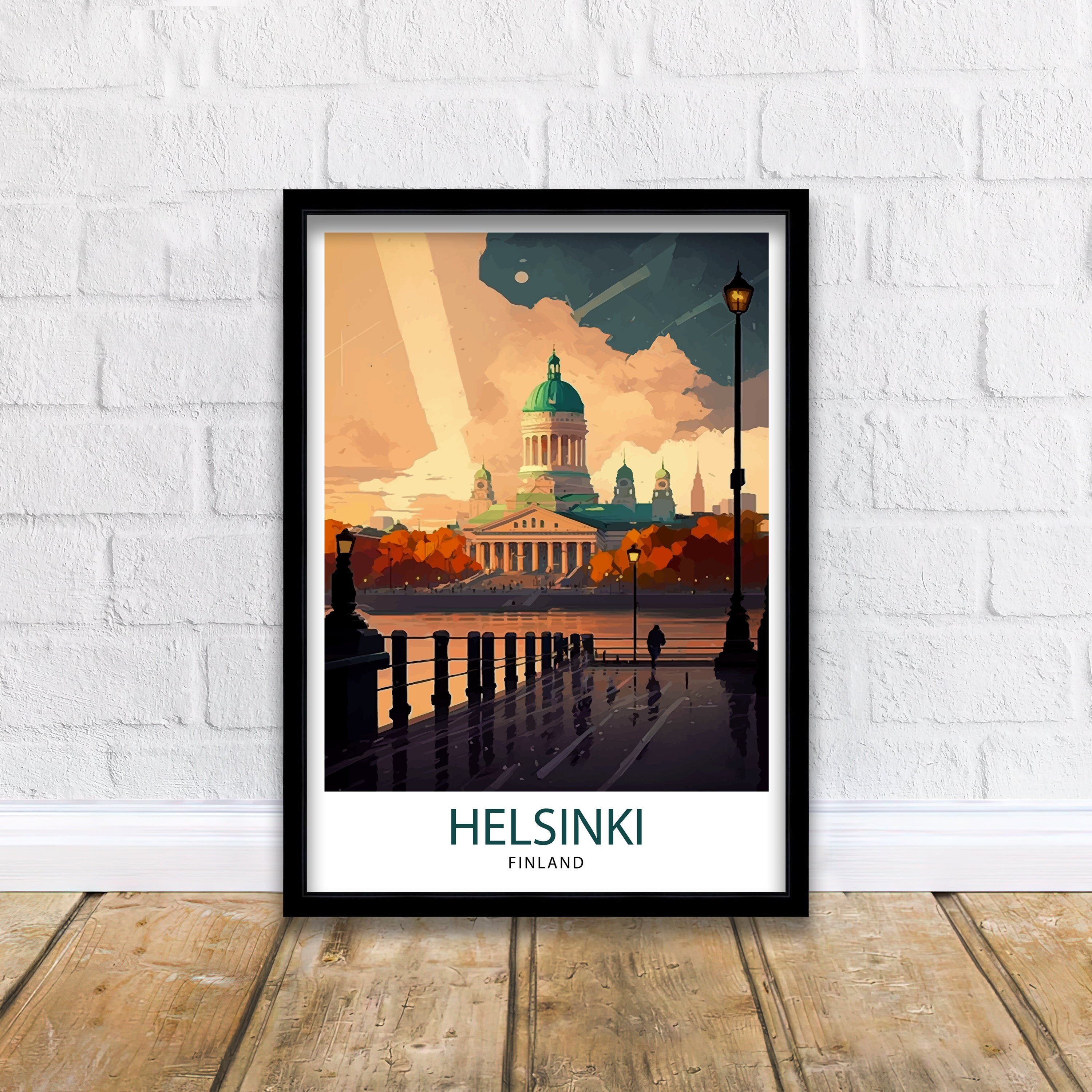Helsinki Finland Travel Print Helsinki Wall Art Finland Travel Poster Helsinki Illustration Nordic Home Decor Travel Gift