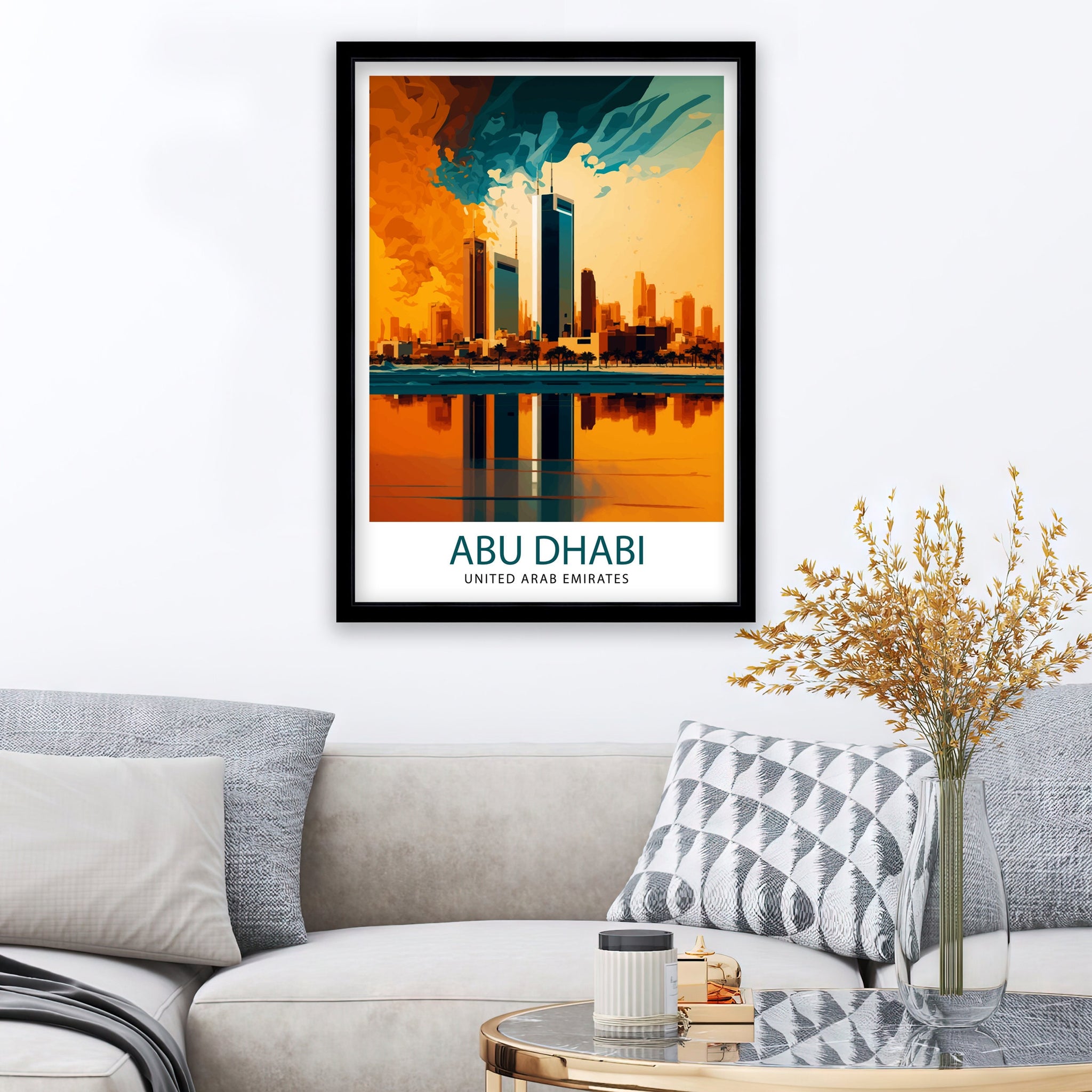 Abu Dhabi Skyline Art Print, UAE Travel Poster