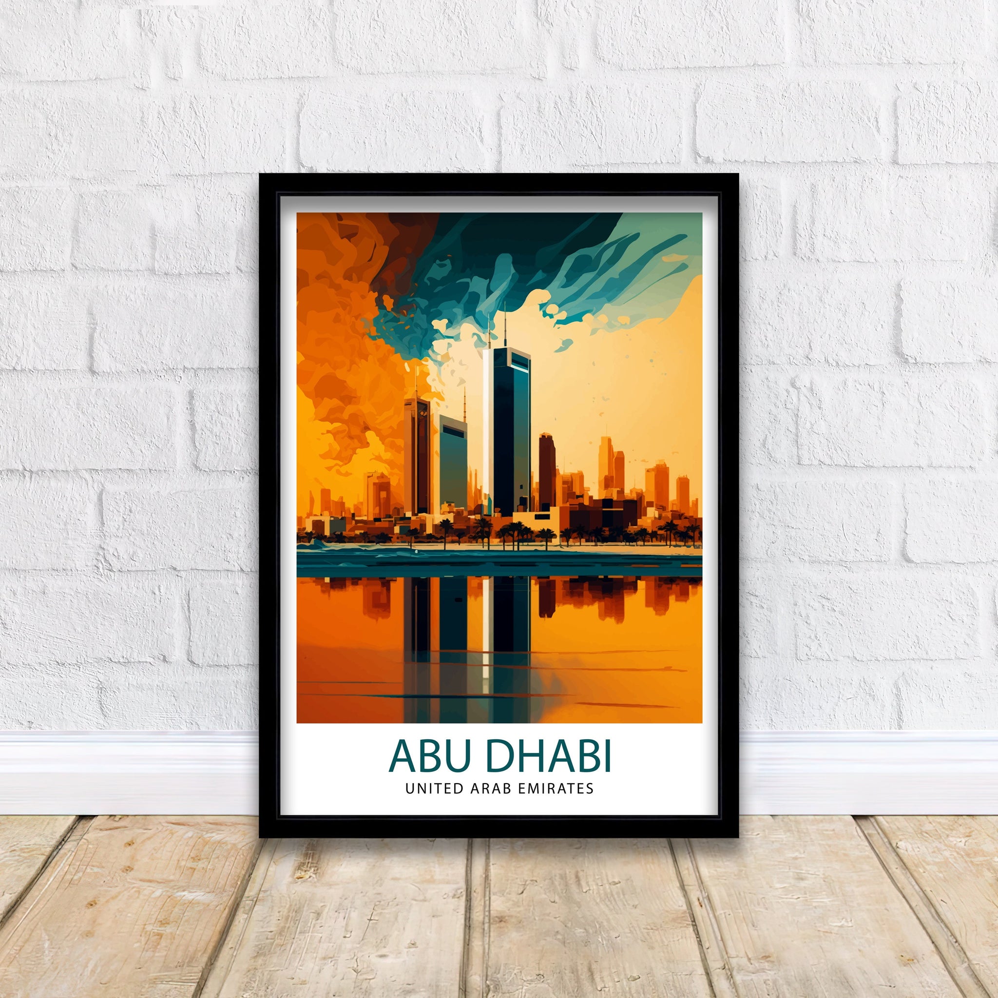Abu Dhabi Skyline Art Print, UAE Travel Poster