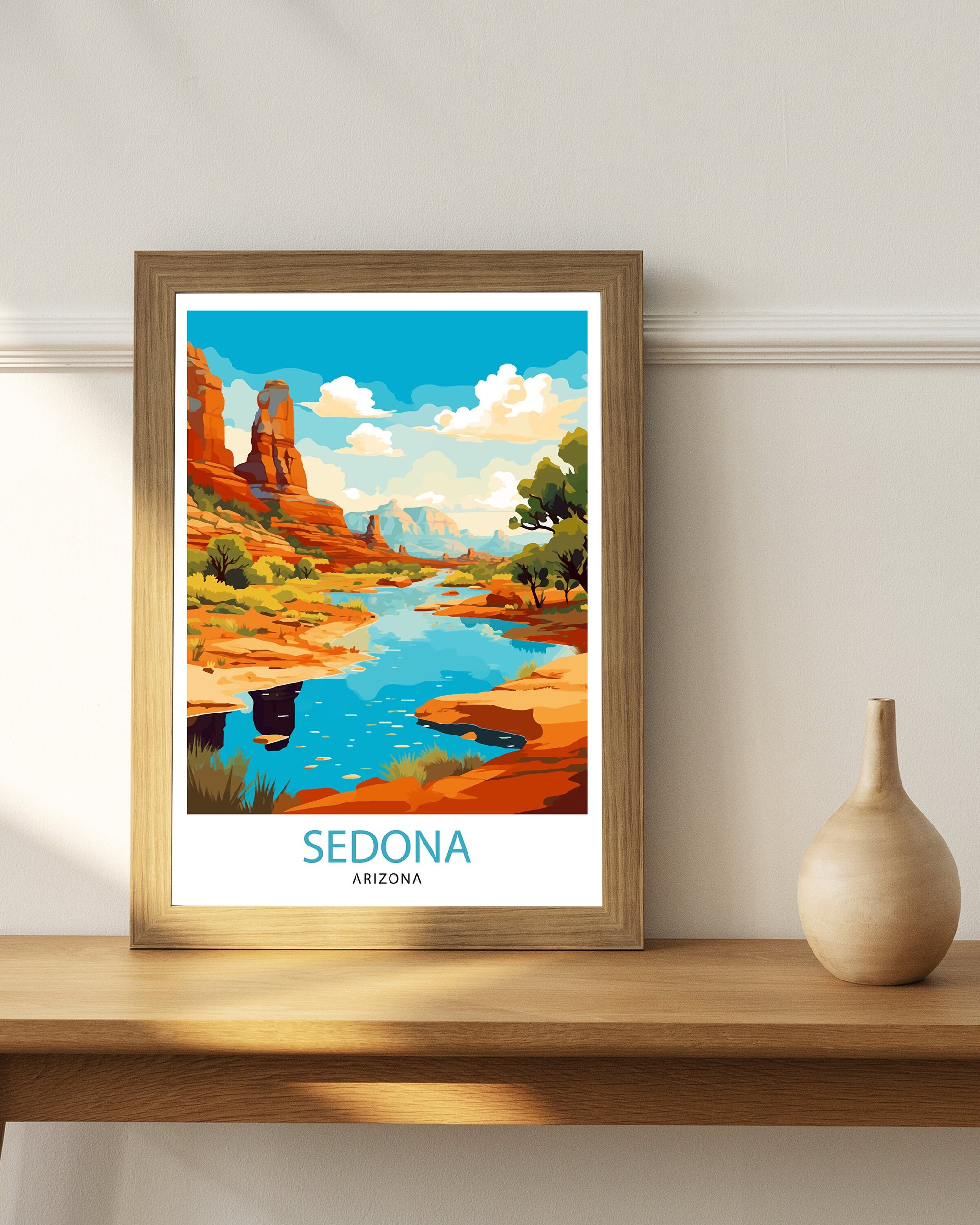 Sedona Arizona Travel Print| Sedona Wall Decor Sedona Home Living Decor Sedona Illustration Travel Poster Gift For Sedona Arizona Home Decor