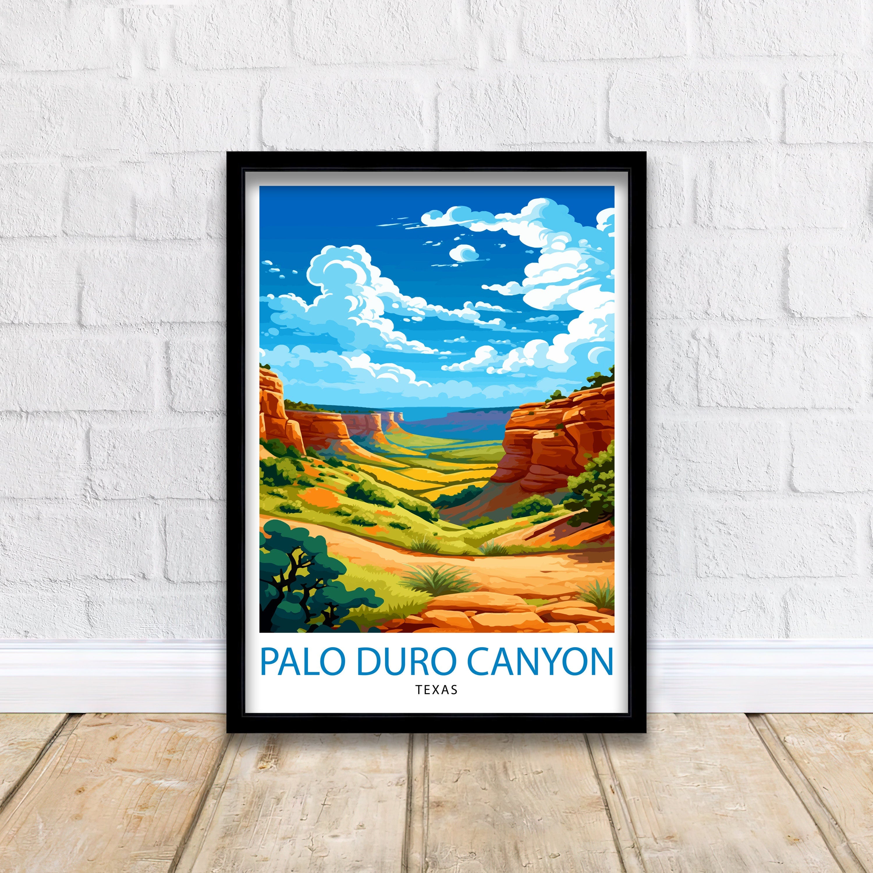 Palo Duro Canyon Texas Travel Print| Texas Wall Art Texas Home Decor Travel Poster Gift Texas Illustration