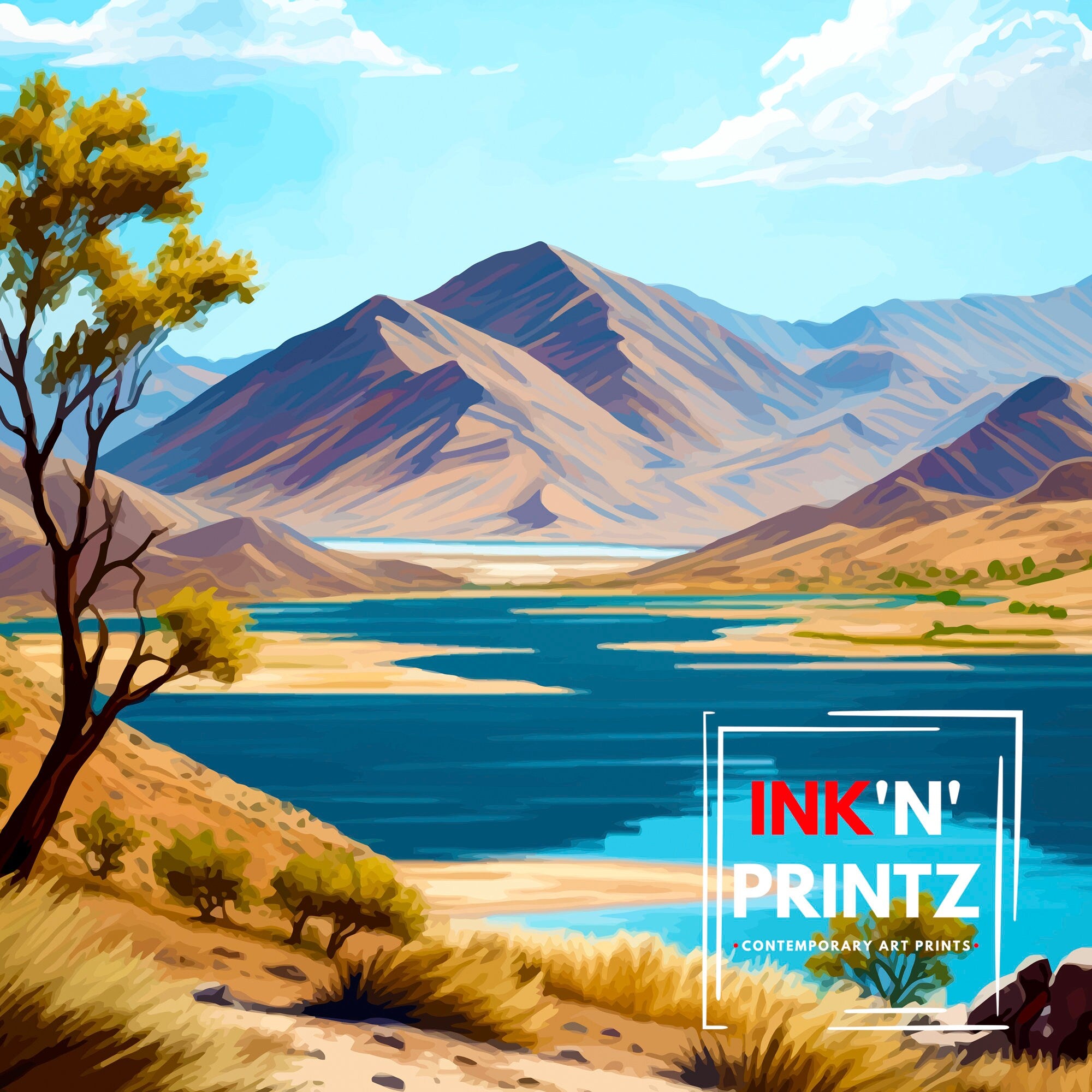 Lake Isabella California Travel Print| Lake Isabella Wall Decor Lake Isabella Home Living Decor California Illustration Travel Poster