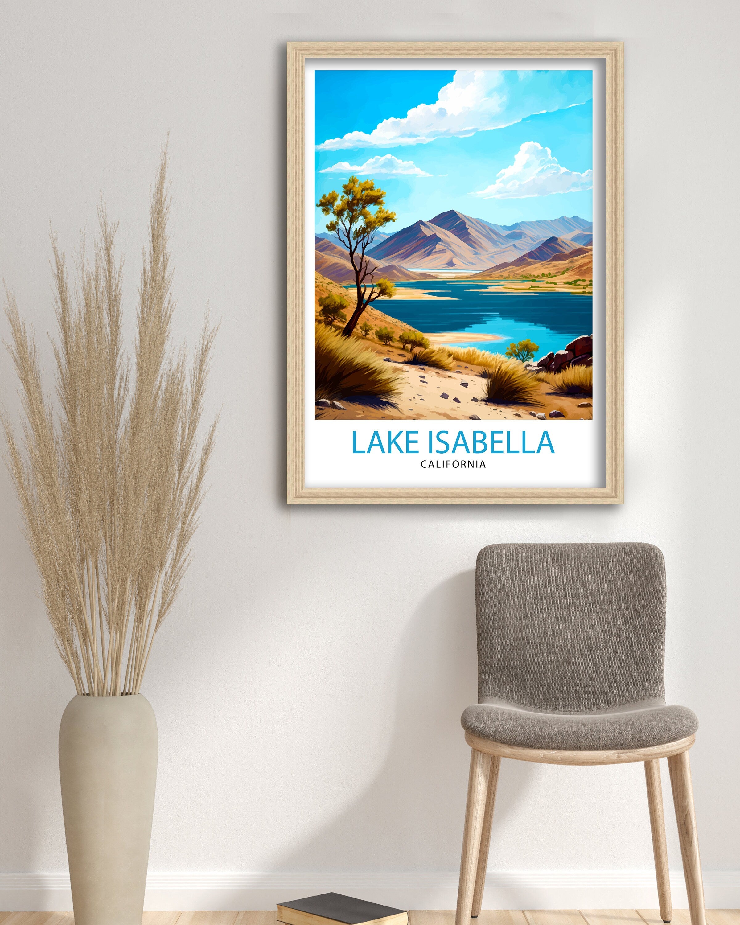 Lake Isabella California Travel Print| Lake Isabella Wall Decor Lake Isabella Home Living Decor California Illustration Travel Poster