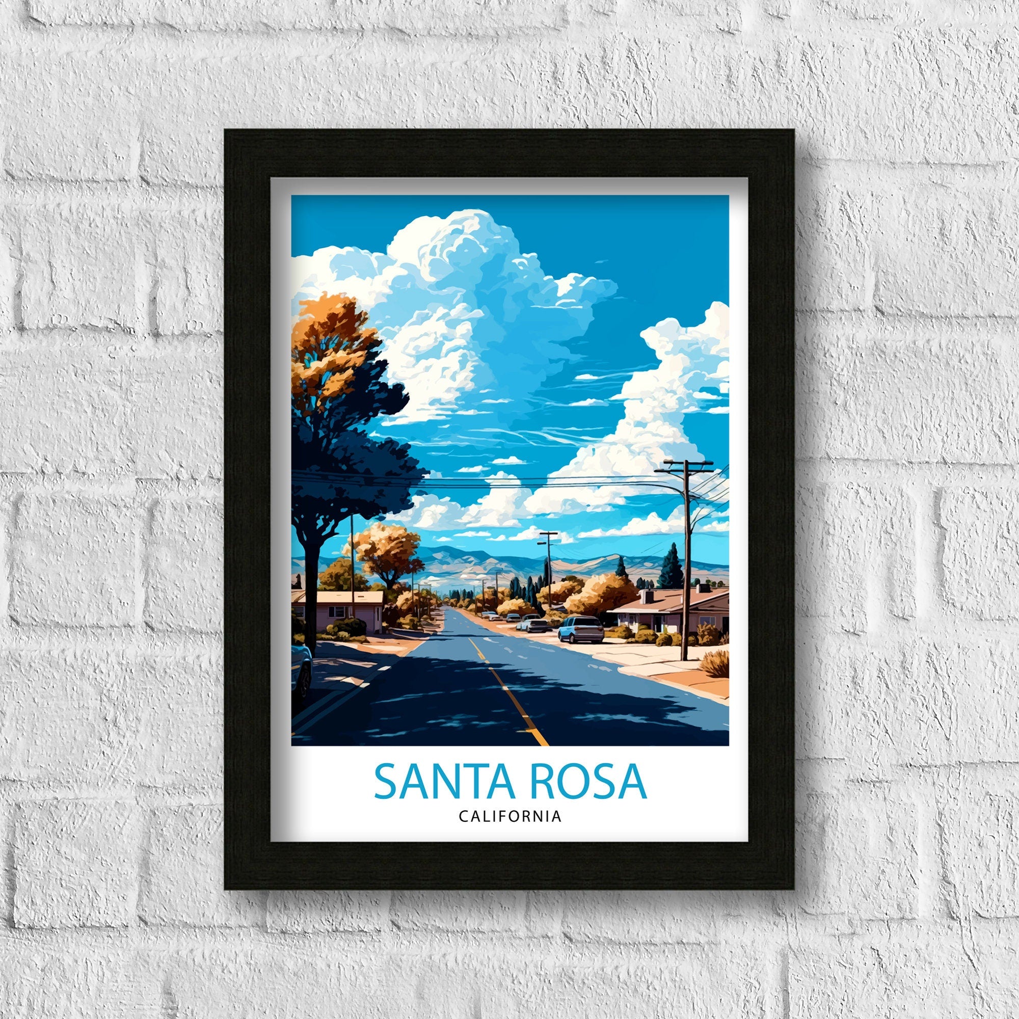 Santa Rosa California Travel Poster | Illustrated Wall Art Print