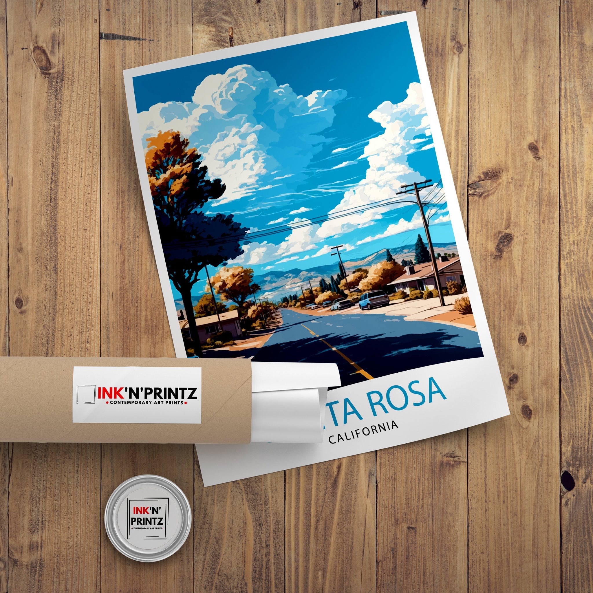 Santa Rosa California Travel Poster | Illustrated Wall Art Print