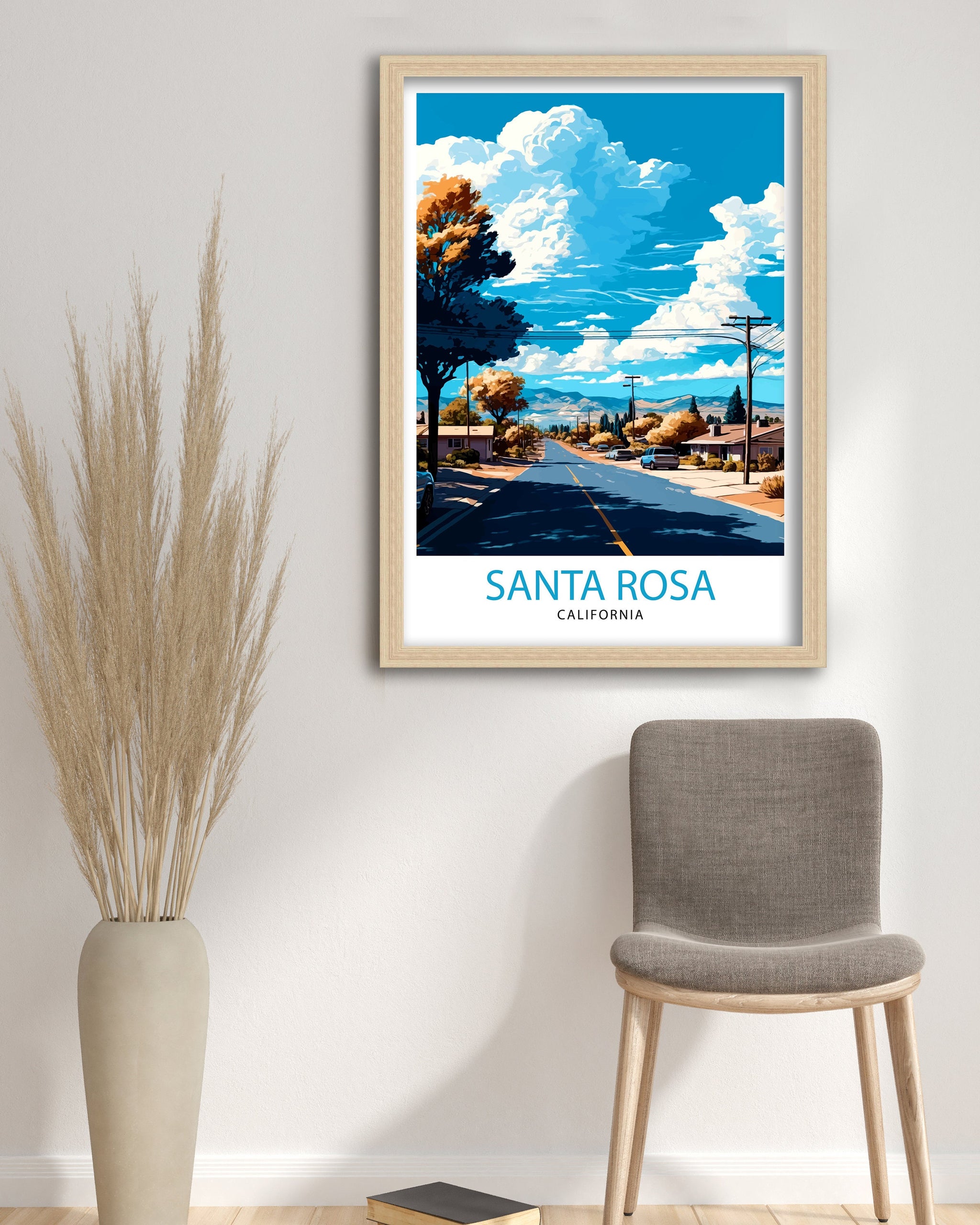 Santa Rosa California Travel Poster | Illustrated Wall Art Print
