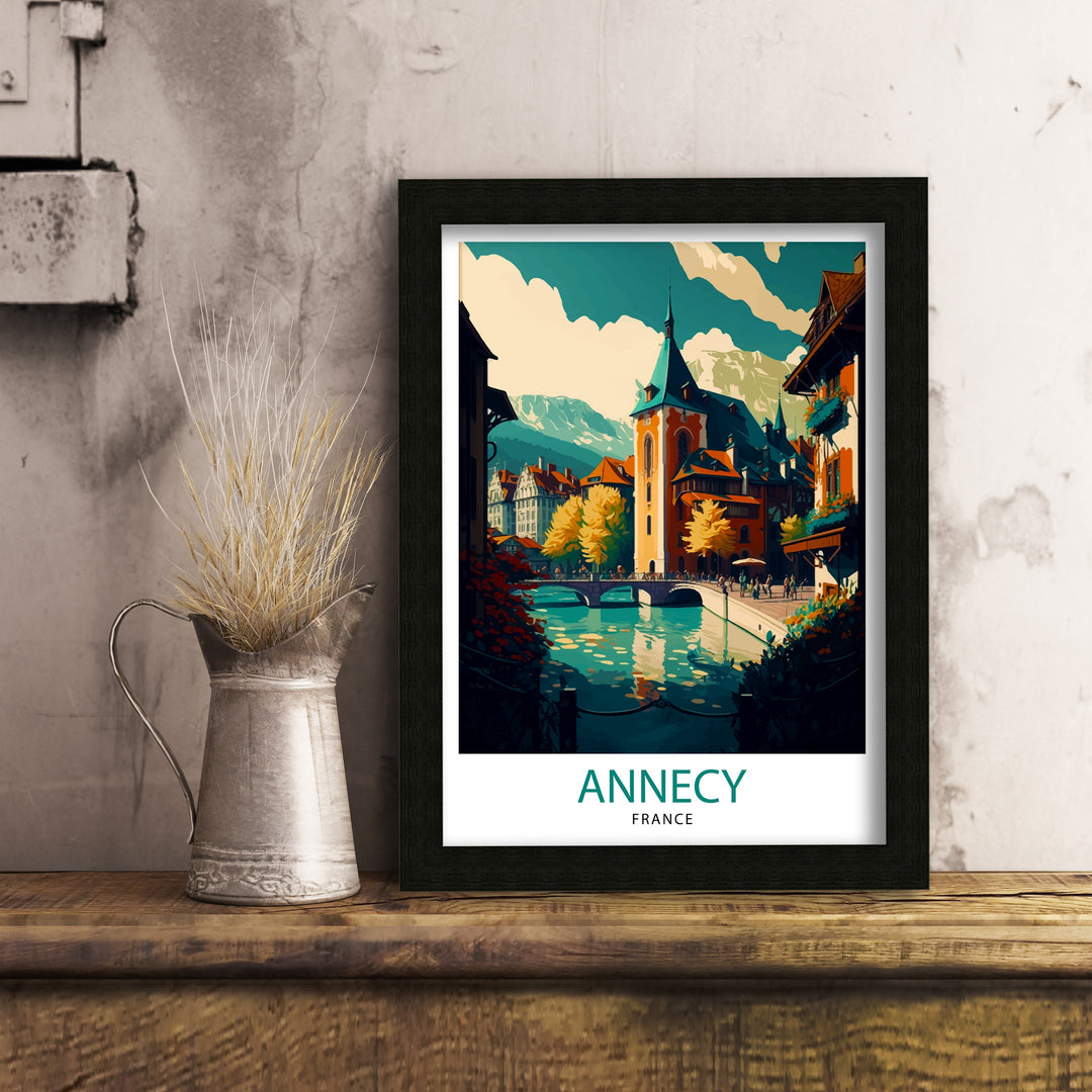 Annecy France Travel Poster Annecy Wall Art France Travel Poster Annecy Lake Illustration Gift for Annecy Traveler Annecy Home Decor