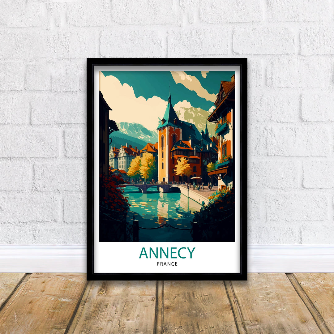 Annecy France Travel Poster Annecy Wall Art France Travel Poster Annecy Lake Illustration Gift for Annecy Traveler Annecy Home Decor